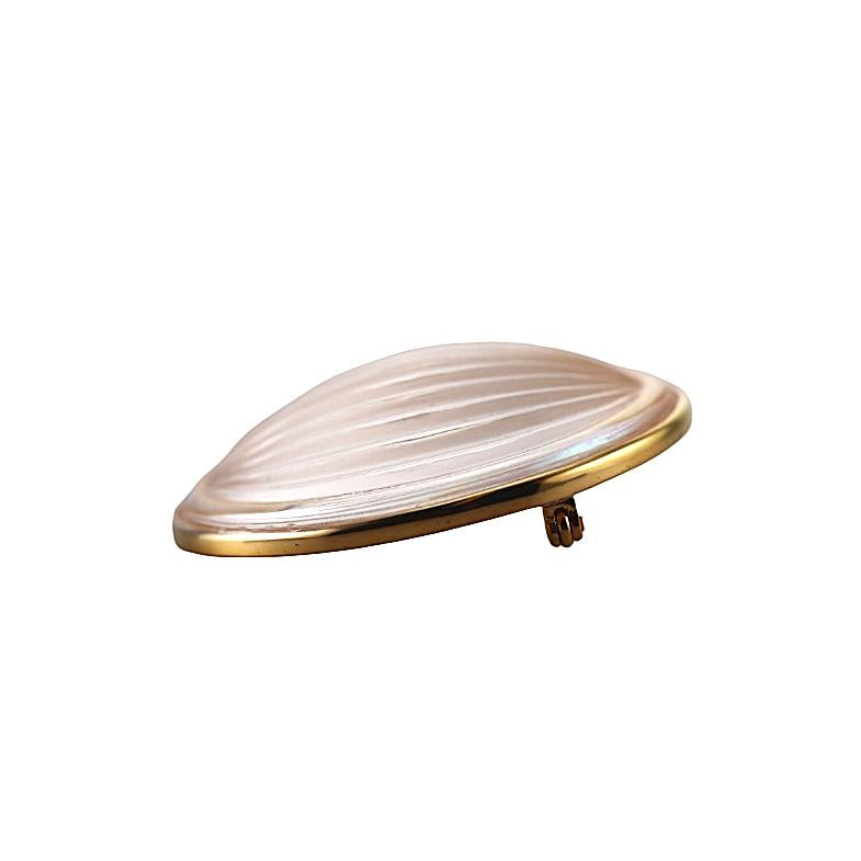 Lalique Vibrante Clear Crystal Vermeil Sterling Silver Round Brooch 10530500