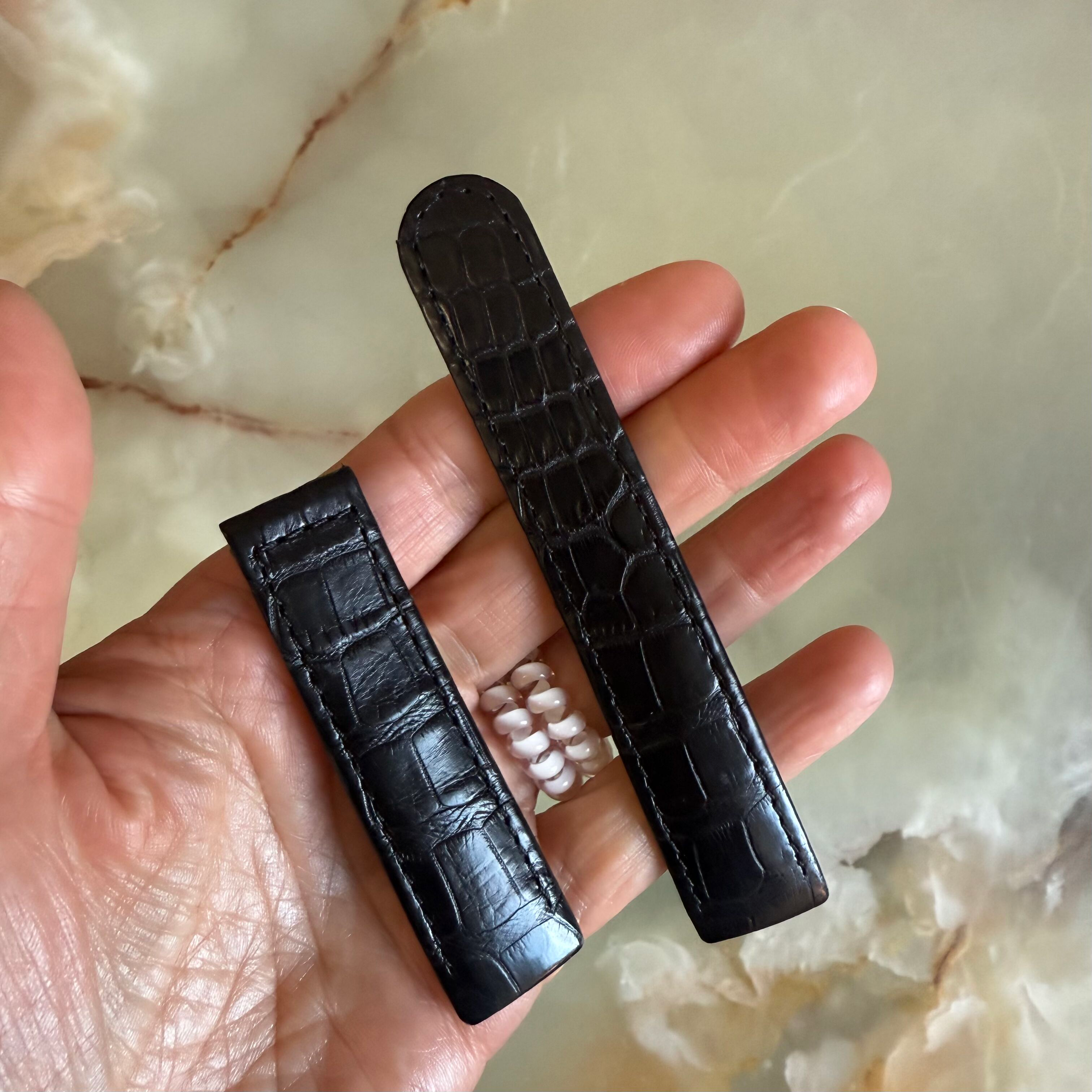 Authentic Ebel Black Crocodile Watch Strap Band 19mm 3524N