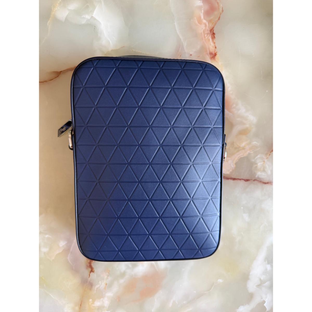 S. T. Dupont Firehead Blue Leather Shoulder Bag 160610