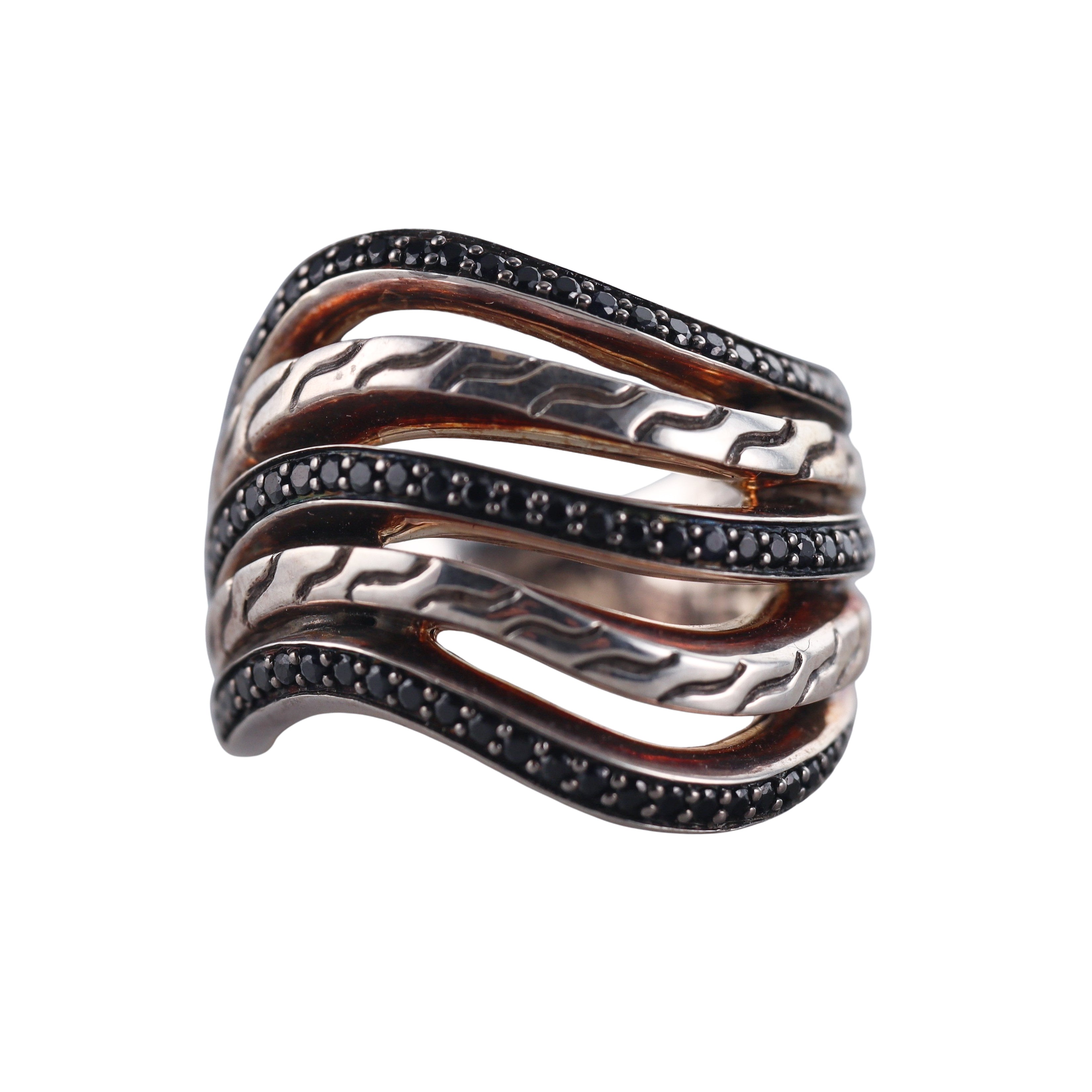 John Hardy Sterling Silver Black Sapphire Ring Retail $850