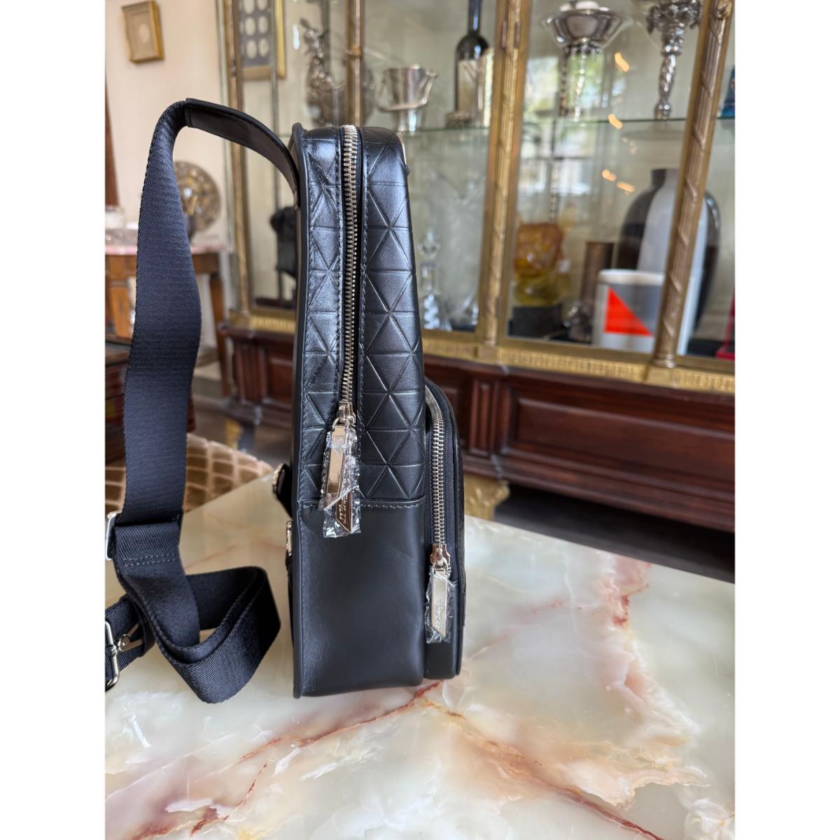 S. T. Dupont Firehead Black Leather Shoulder Bag 160001