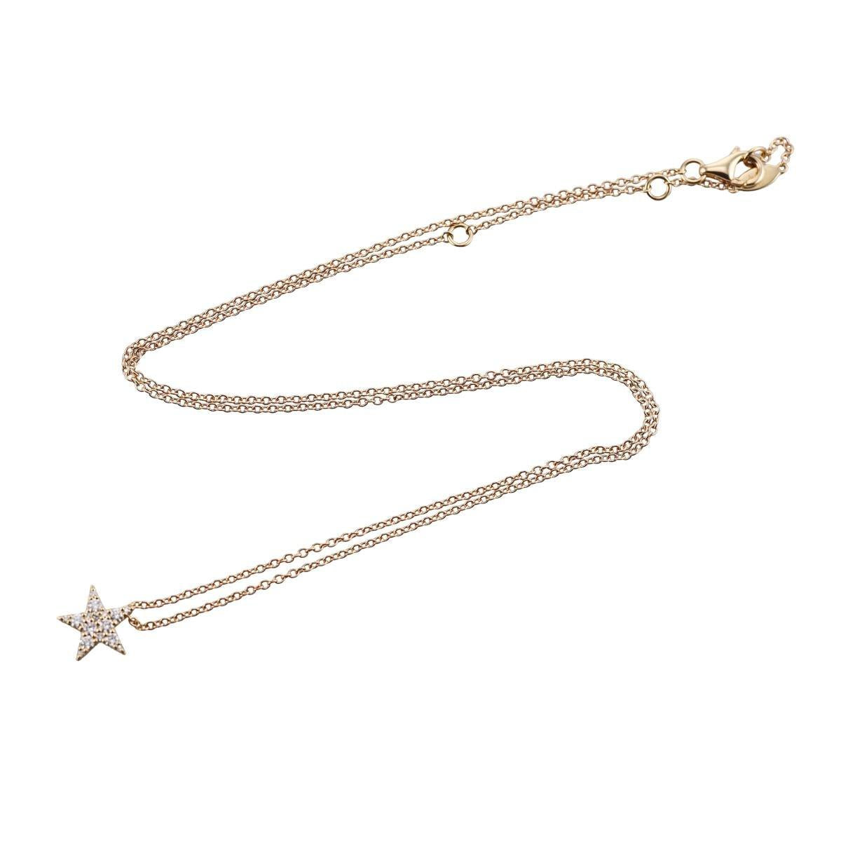 Memoire Luna 18k Gold Diamond Star Pendant Necklace