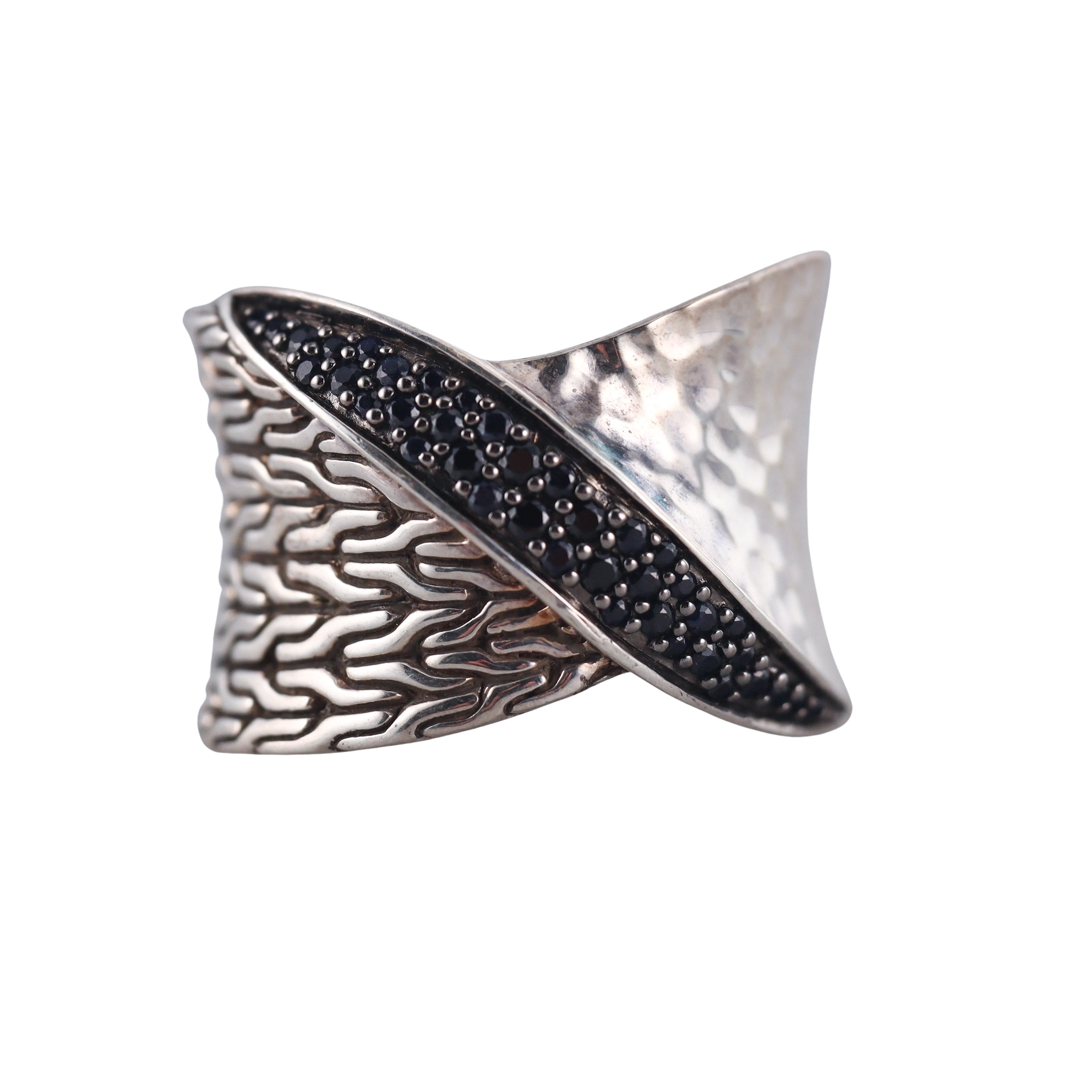 John Hardy Sterling Silver Black Sapphire Ring Retail $750