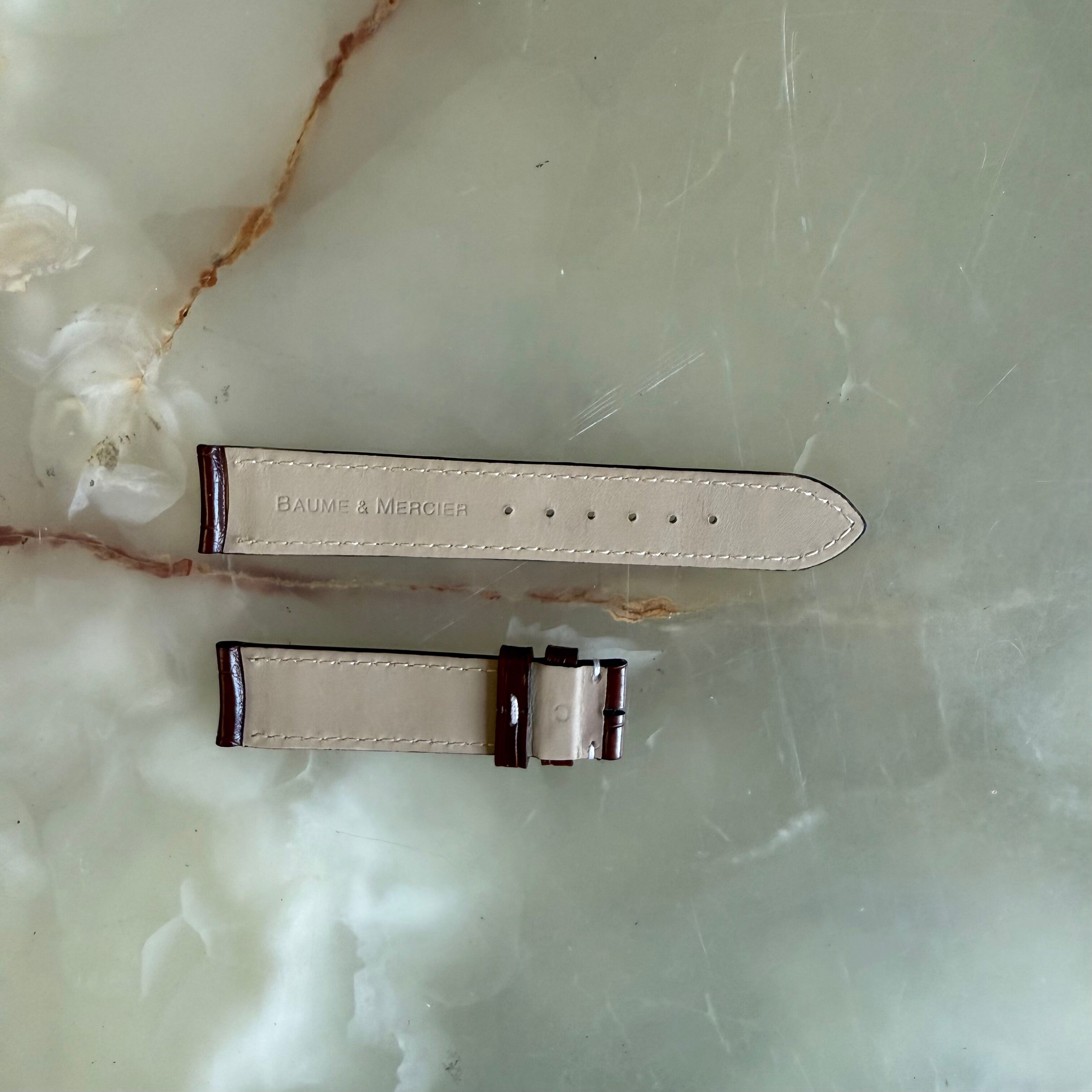 Authentic Baume & Mercier Brown Alligator Watch Strap Band 16.5mm