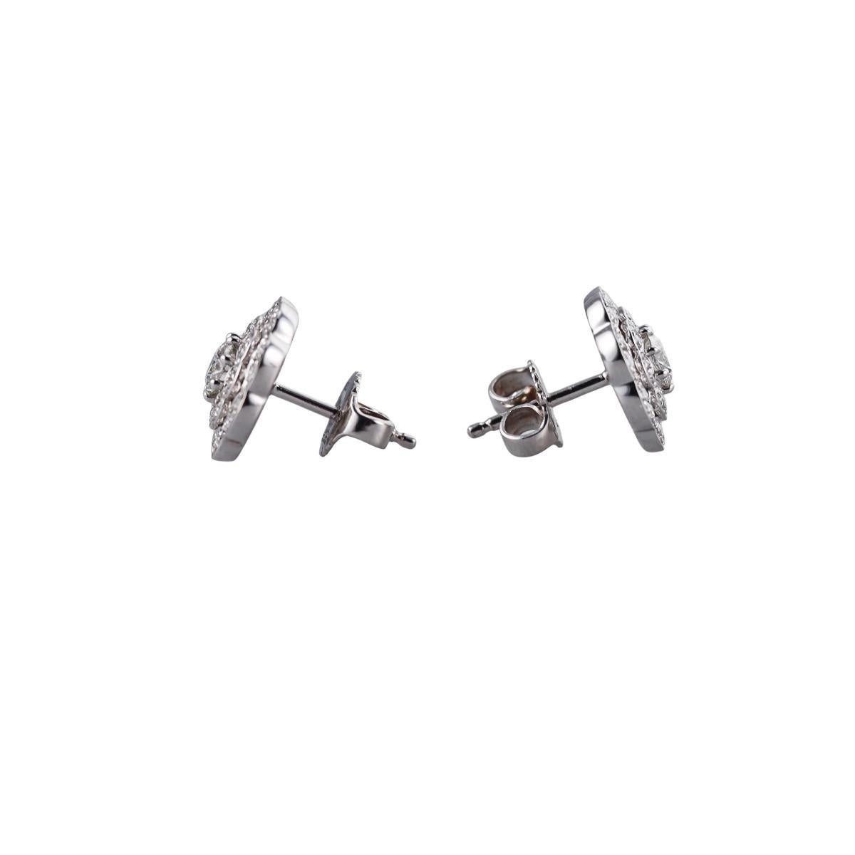 Hearts on Fire Lorelei Double Halo Diamond 18k Gold Stud Earrings