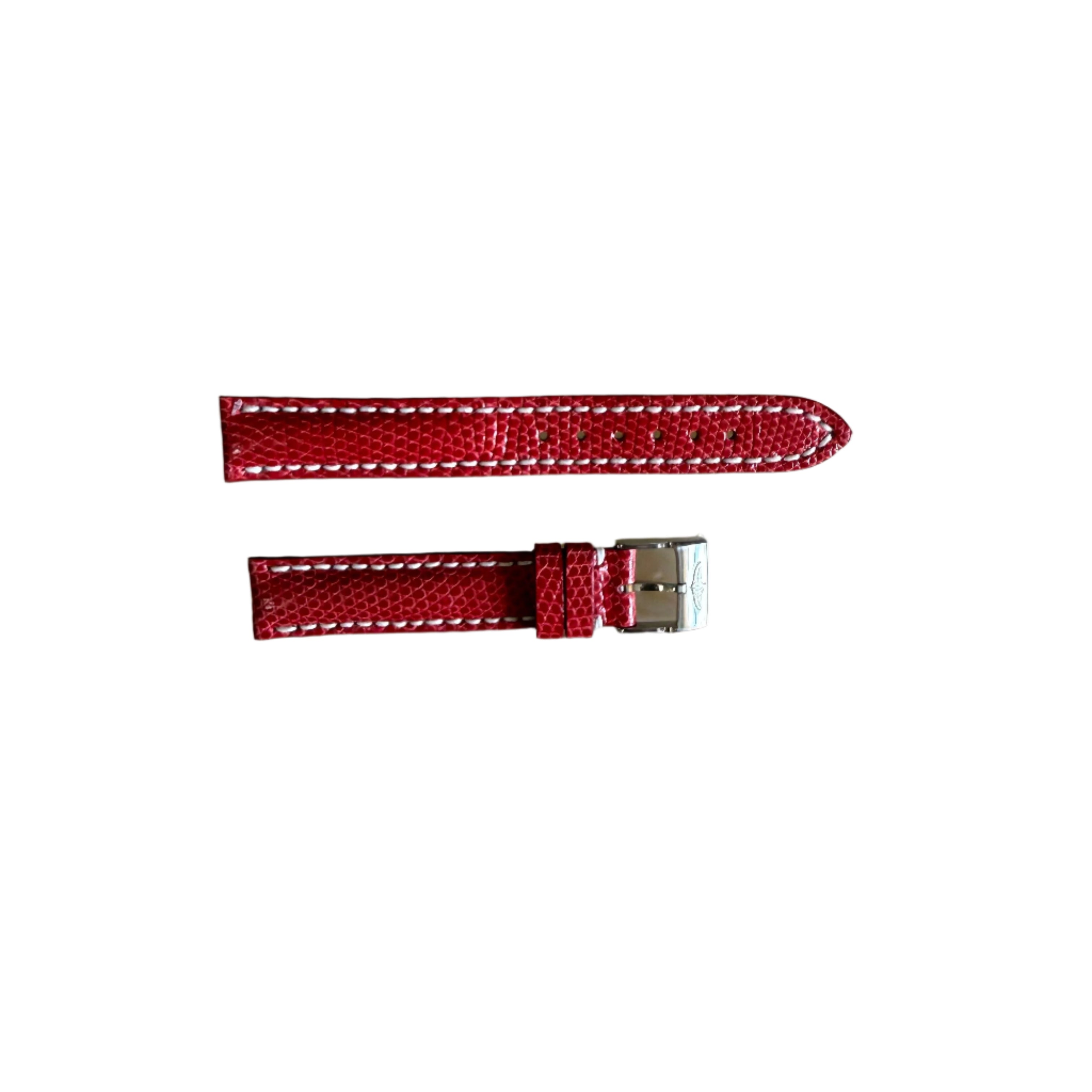 Authentic Breitling Red Lizard Watch Strap Band 104Z 15mm with Buckle