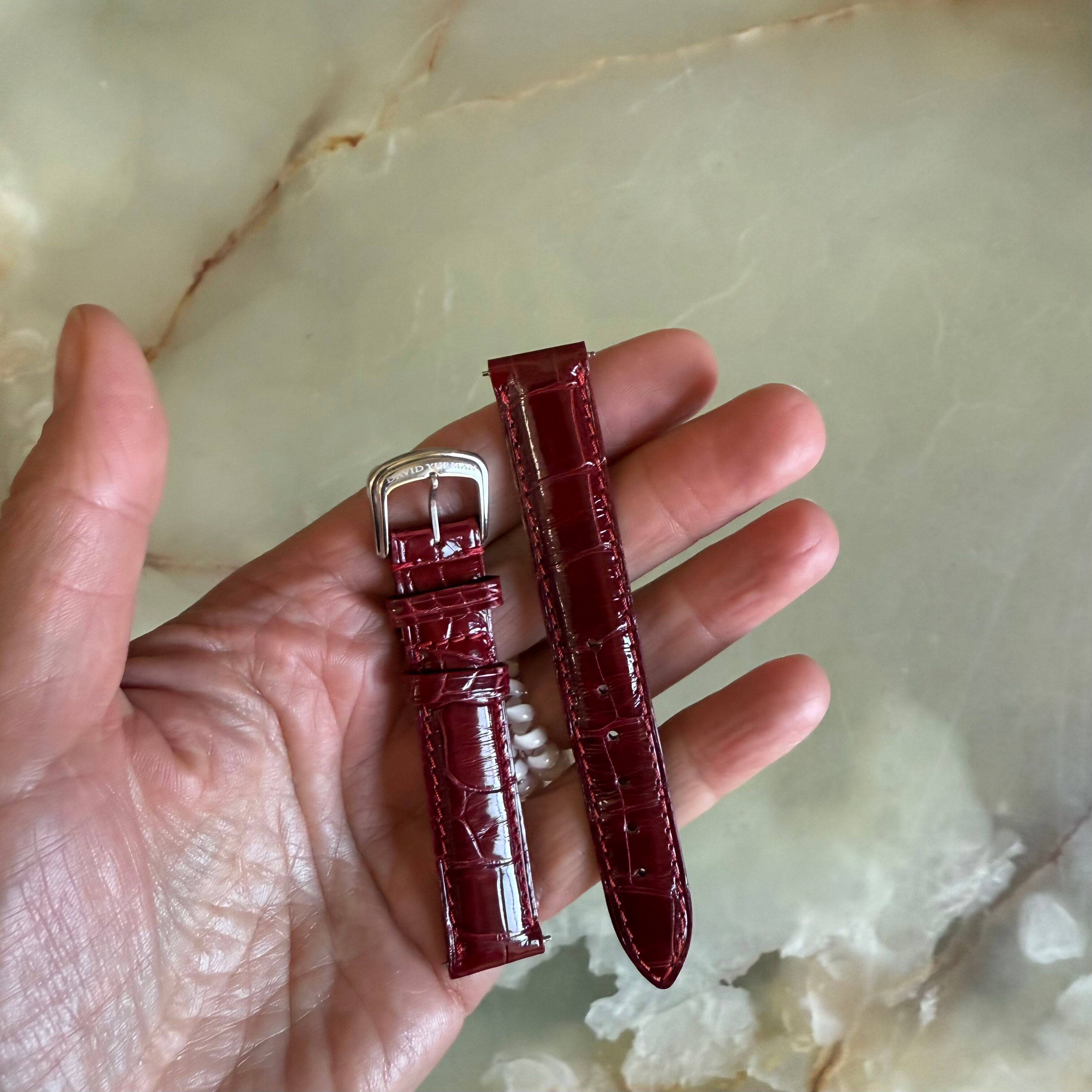 Authentic David Yurman Red Alligator Watch Strap Band 15mm w Buckle