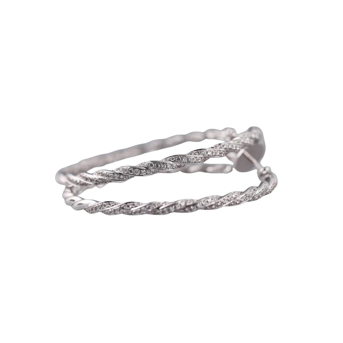 Memoire 18k Gold Diamond Rope Hoop Earrings