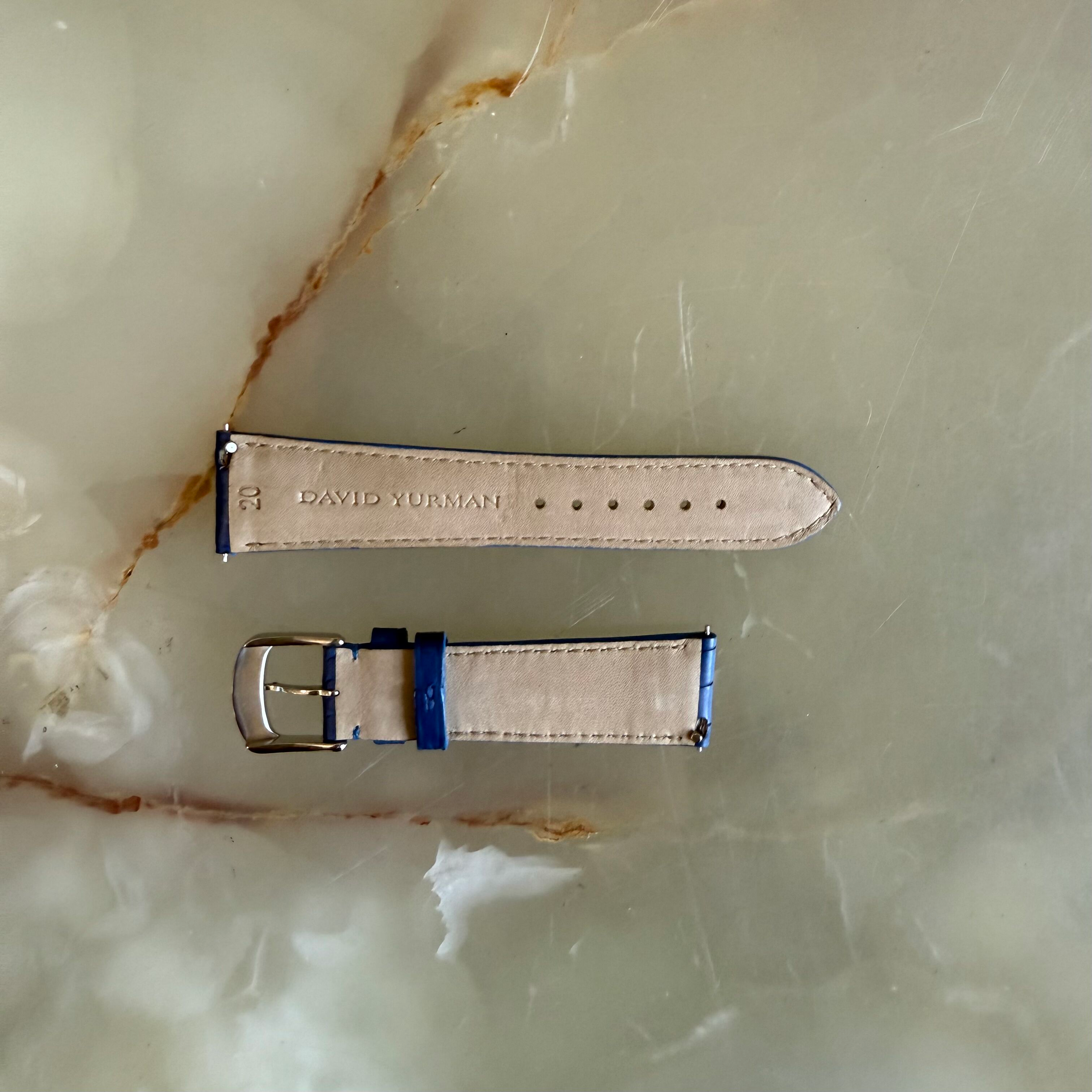 Authentic David Yurman Blue Alligator Watch Strap Band 20mm w Buckle