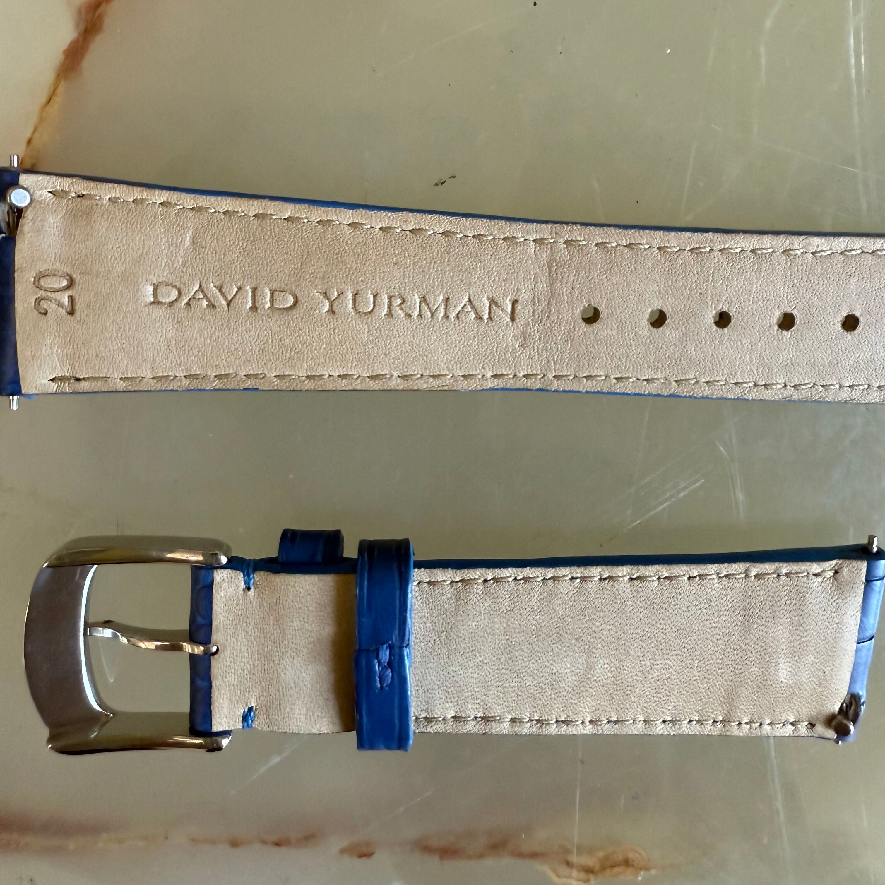 Authentic David Yurman Blue Alligator Watch Strap Band 20mm w Buckle