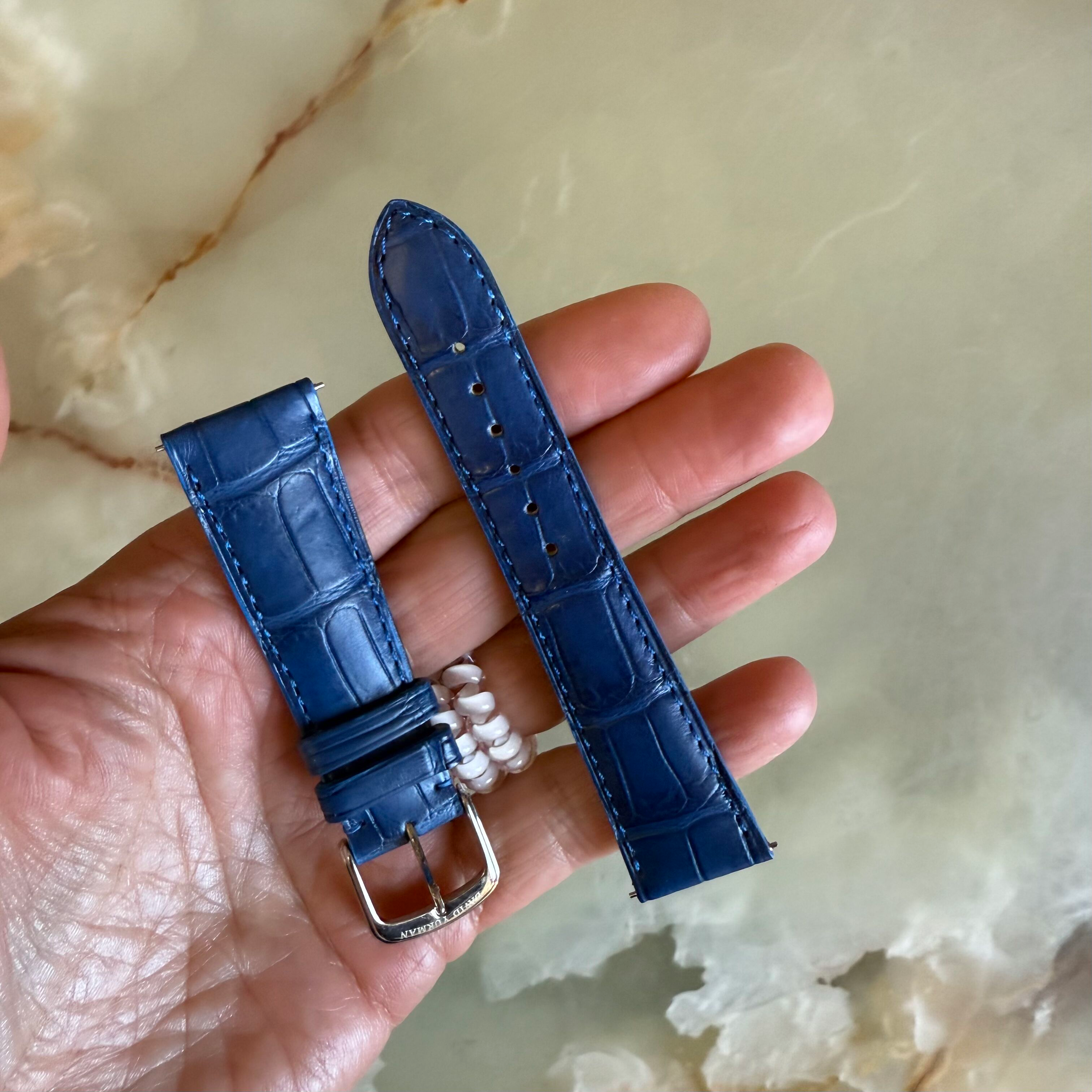 Authentic David Yurman Blue Alligator Watch Strap Band 20mm w Buckle
