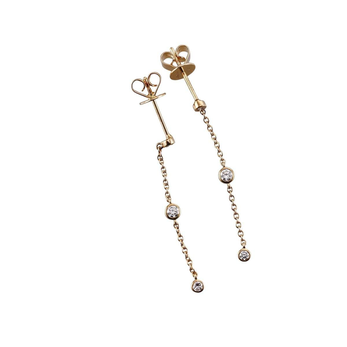 Memoire 18k Gold Diamond Chain Drop Earrings