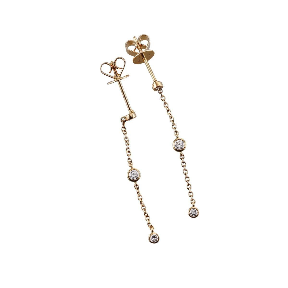 Memoire 18k Gold Diamond Chain Drop Earrings