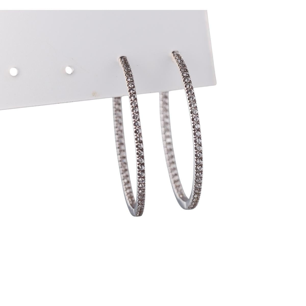 Memoire 18k Gold Inside Out Diamond Oval Hoop Earrings