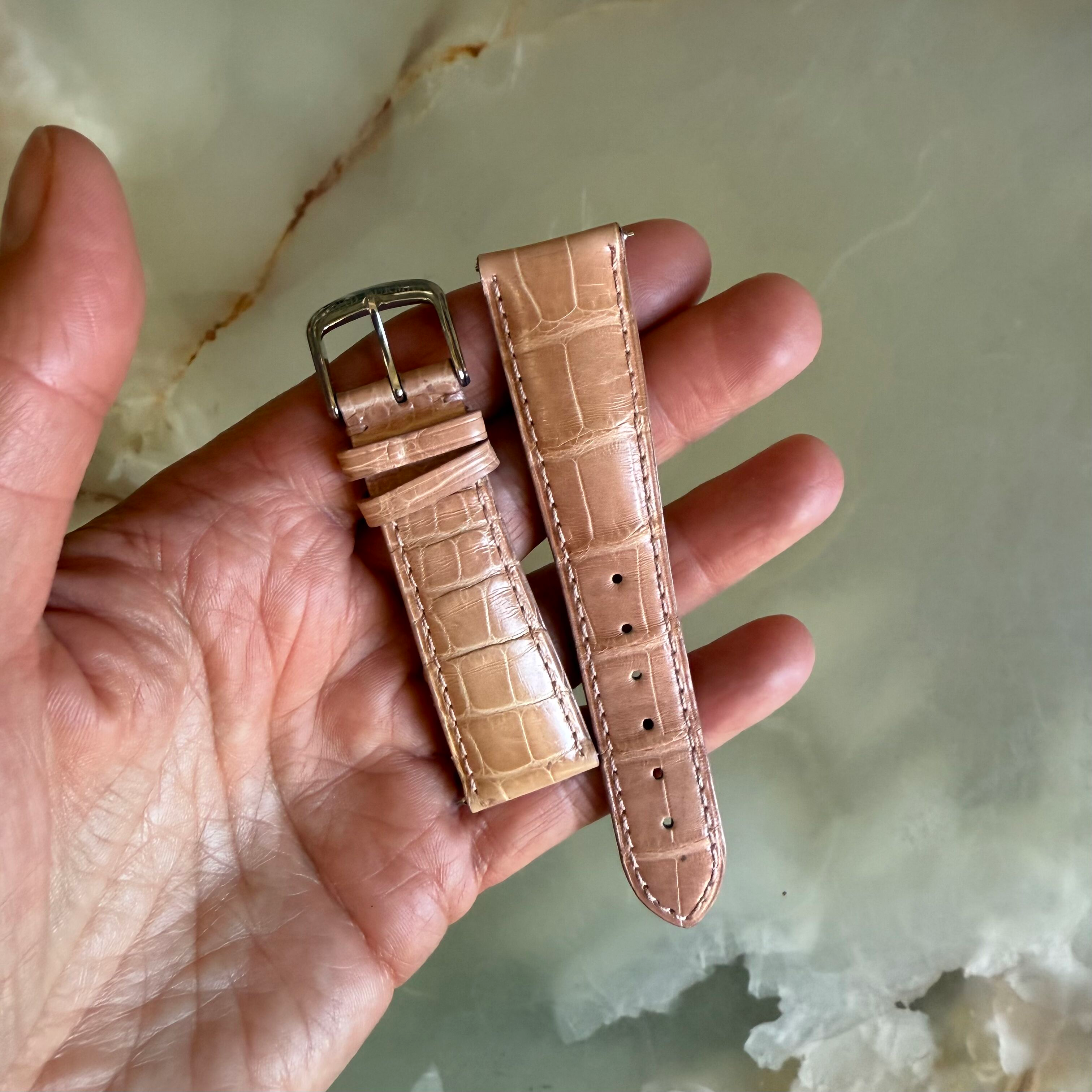 Authentic David Yurman Beige Alligator Watch Strap Band 20mm w Buckle