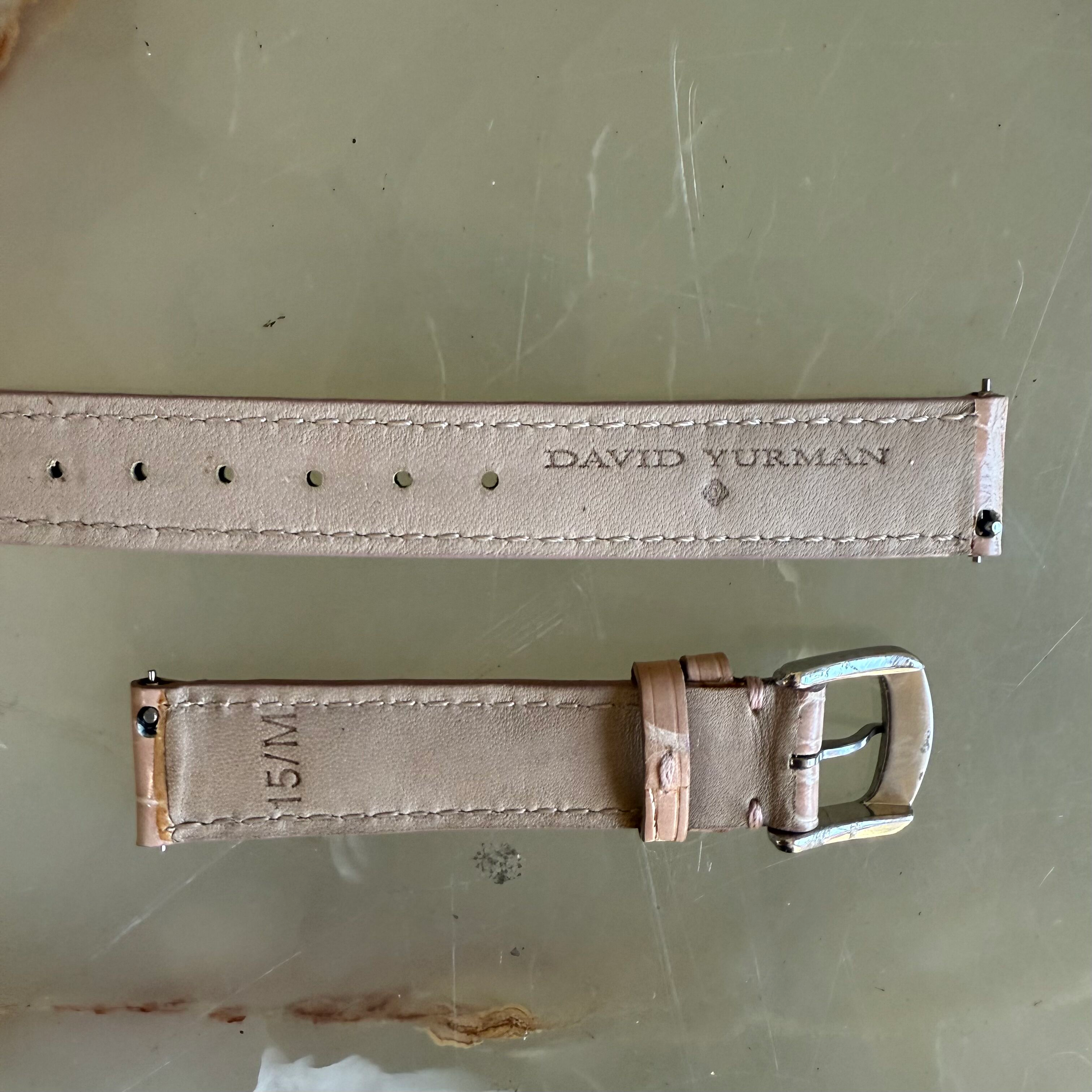 Authentic David Yurman Beige Alligator Watch Strap Band 15mm w Buckle