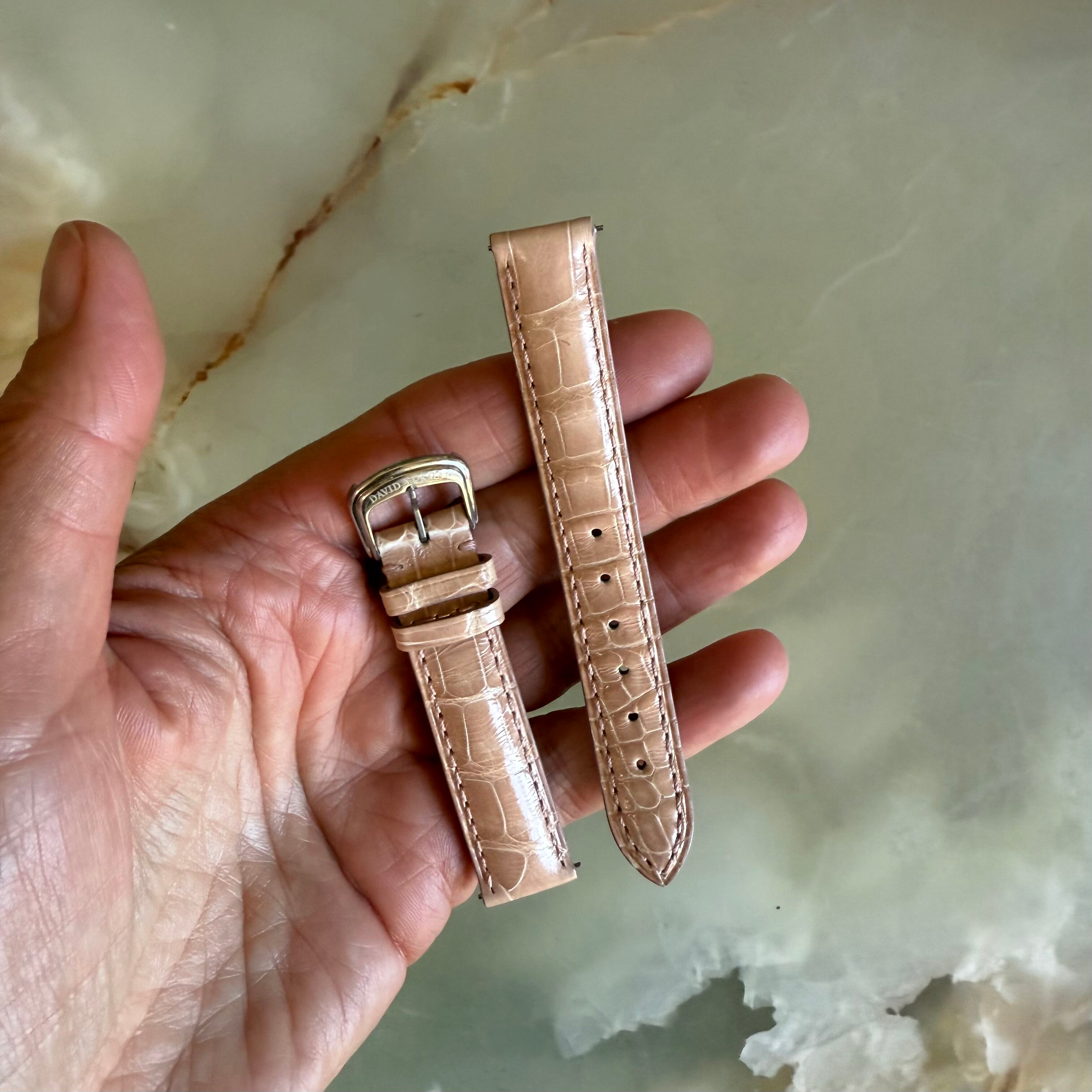 Authentic David Yurman Beige Alligator Watch Strap Band 15mm w Buckle