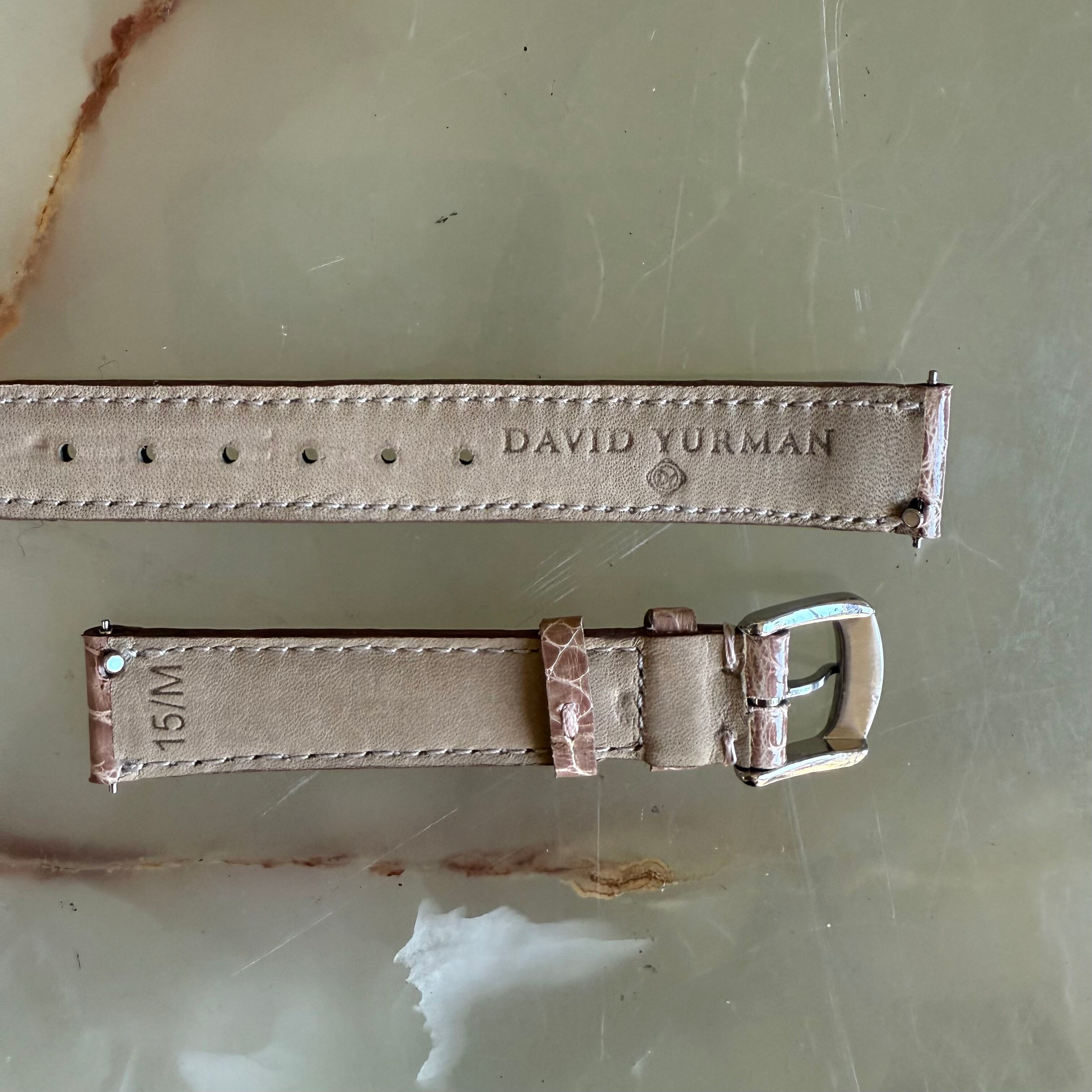 Authentic David Yurman Beige Alligator Watch Strap Band 15mm w Buckle