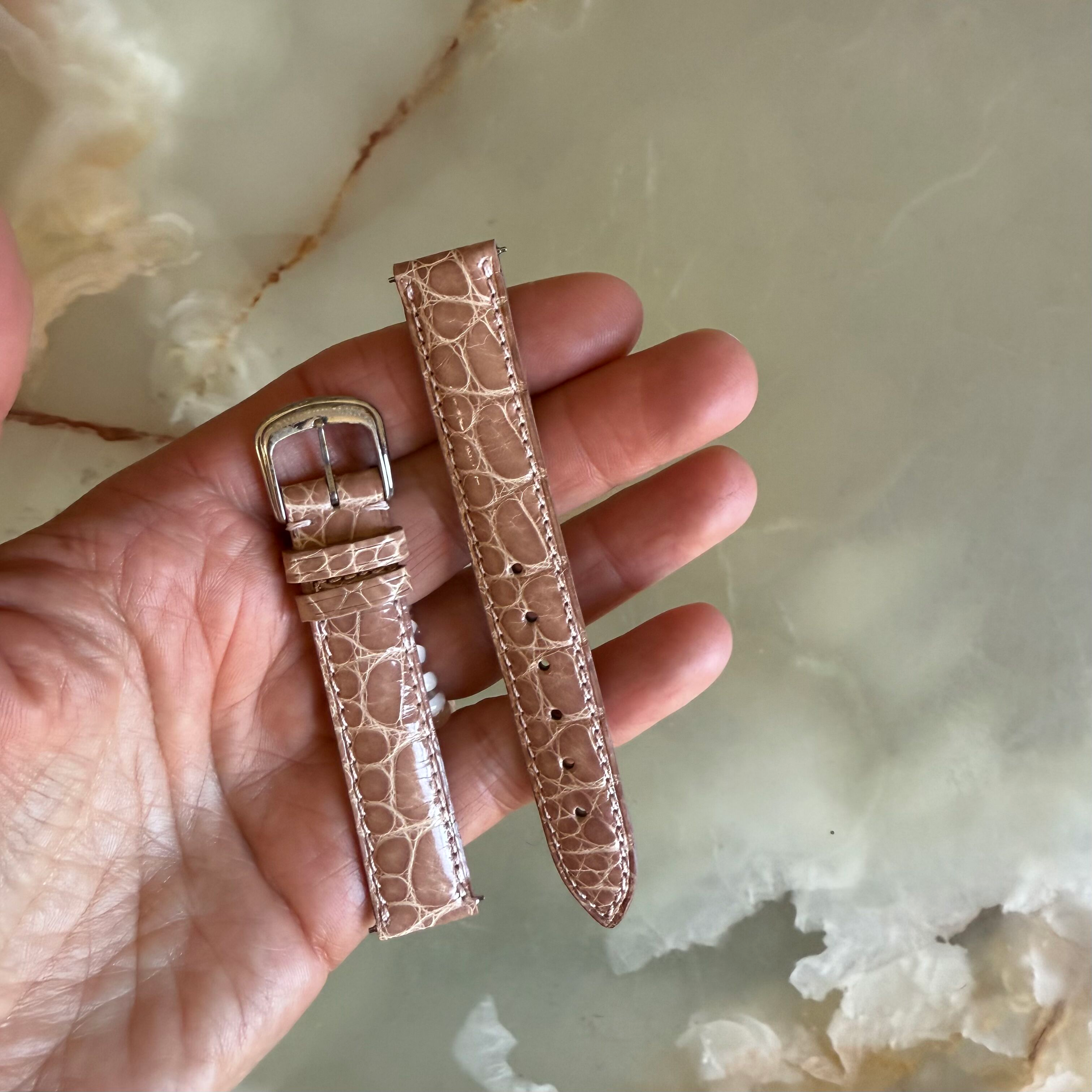Authentic David Yurman Beige Alligator Watch Strap Band 15mm w Buckle