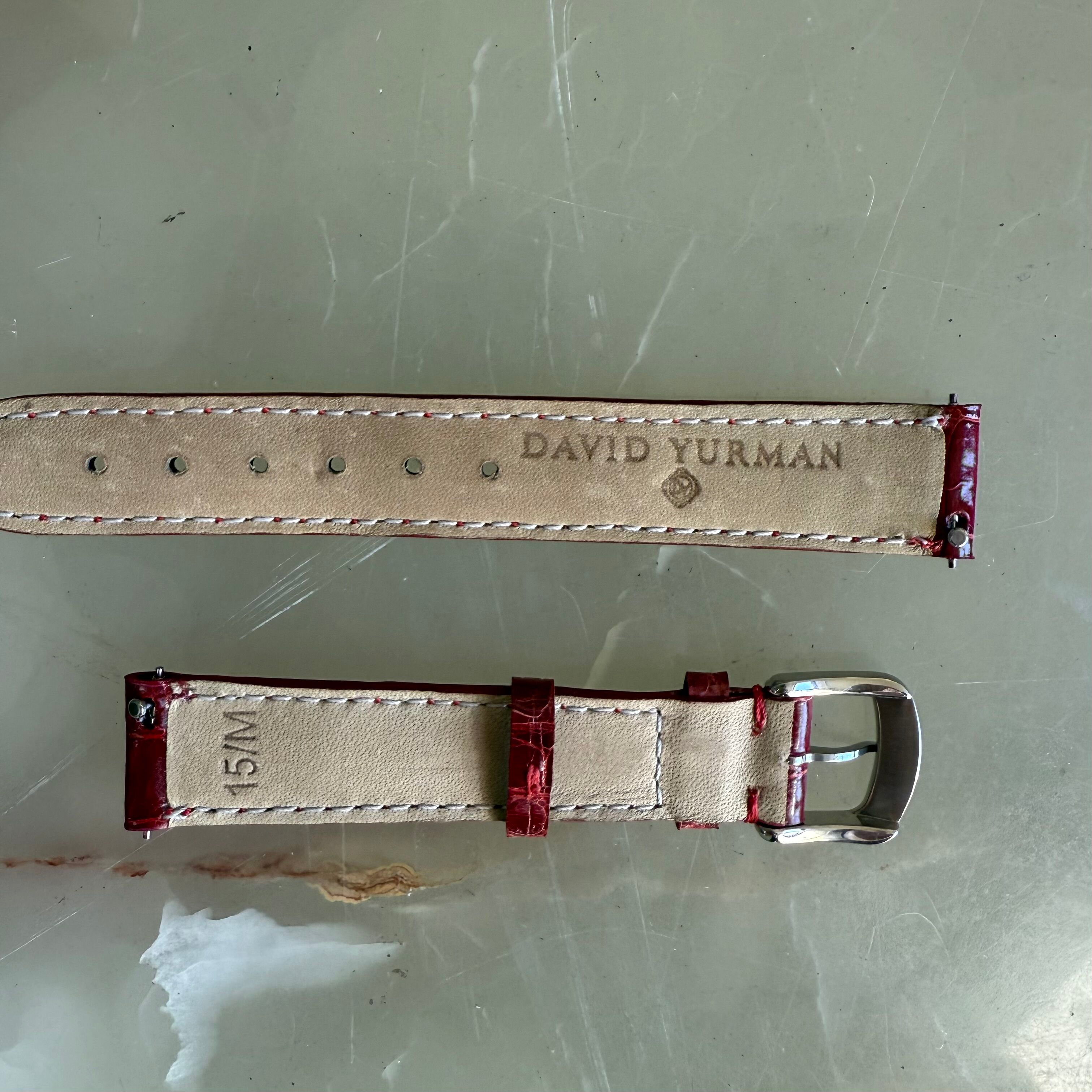 Authentic David Yurman Red Alligator Watch Strap Band 15mm w Buckle