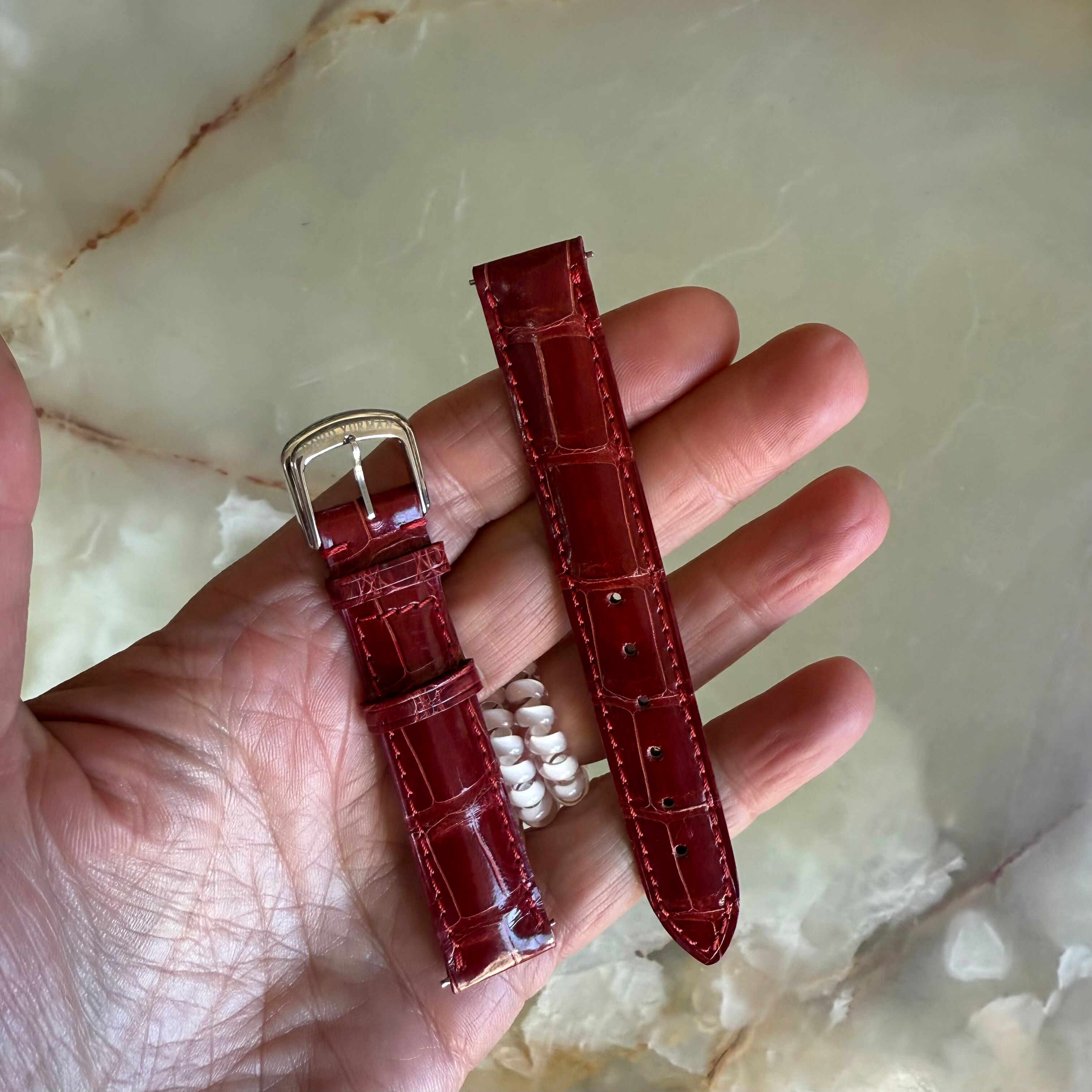 Authentic David Yurman Red Alligator Watch Strap Band 15mm w Buckle