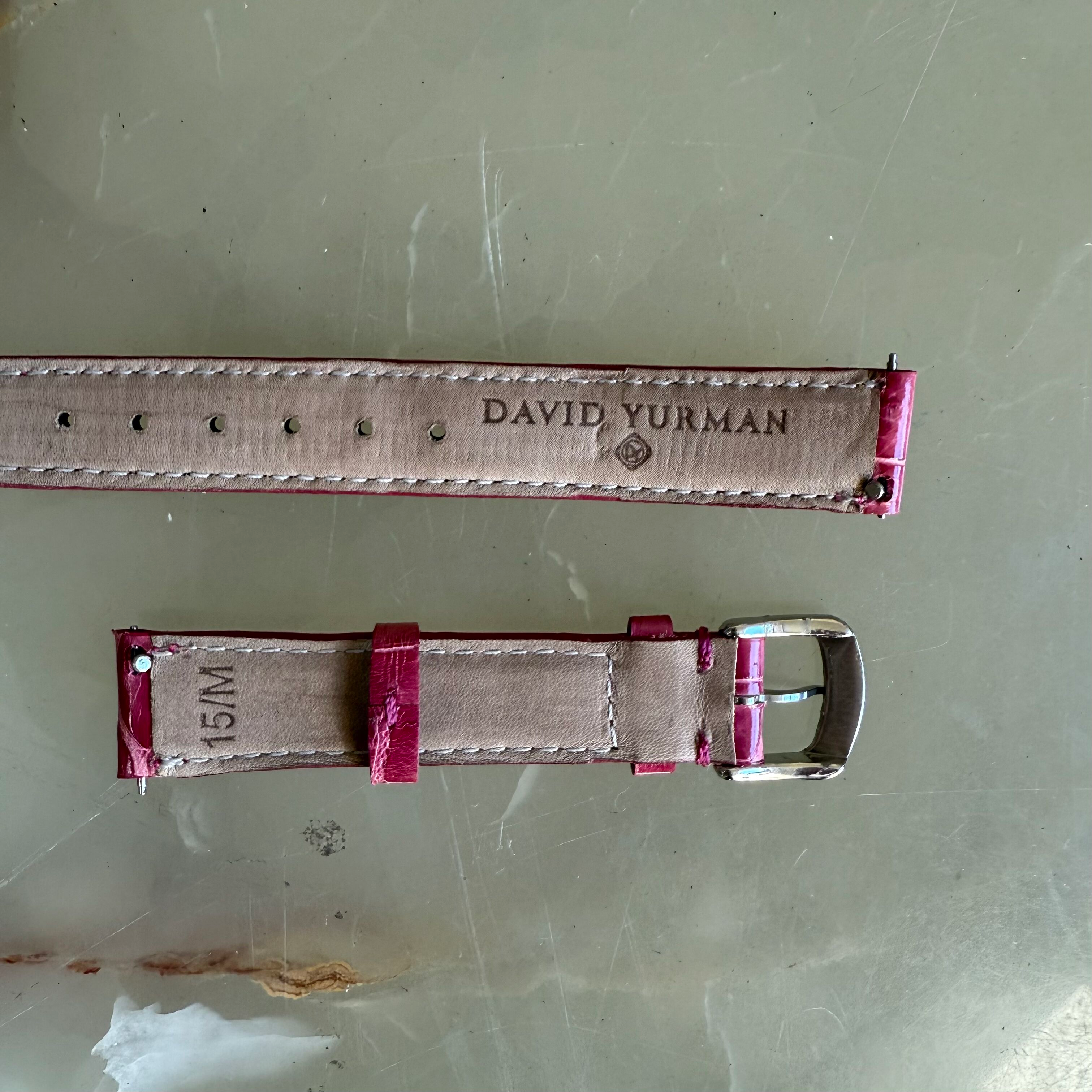 Authentic David Yurman Pink Alligator Watch Strap Band 15mm w Buckle
