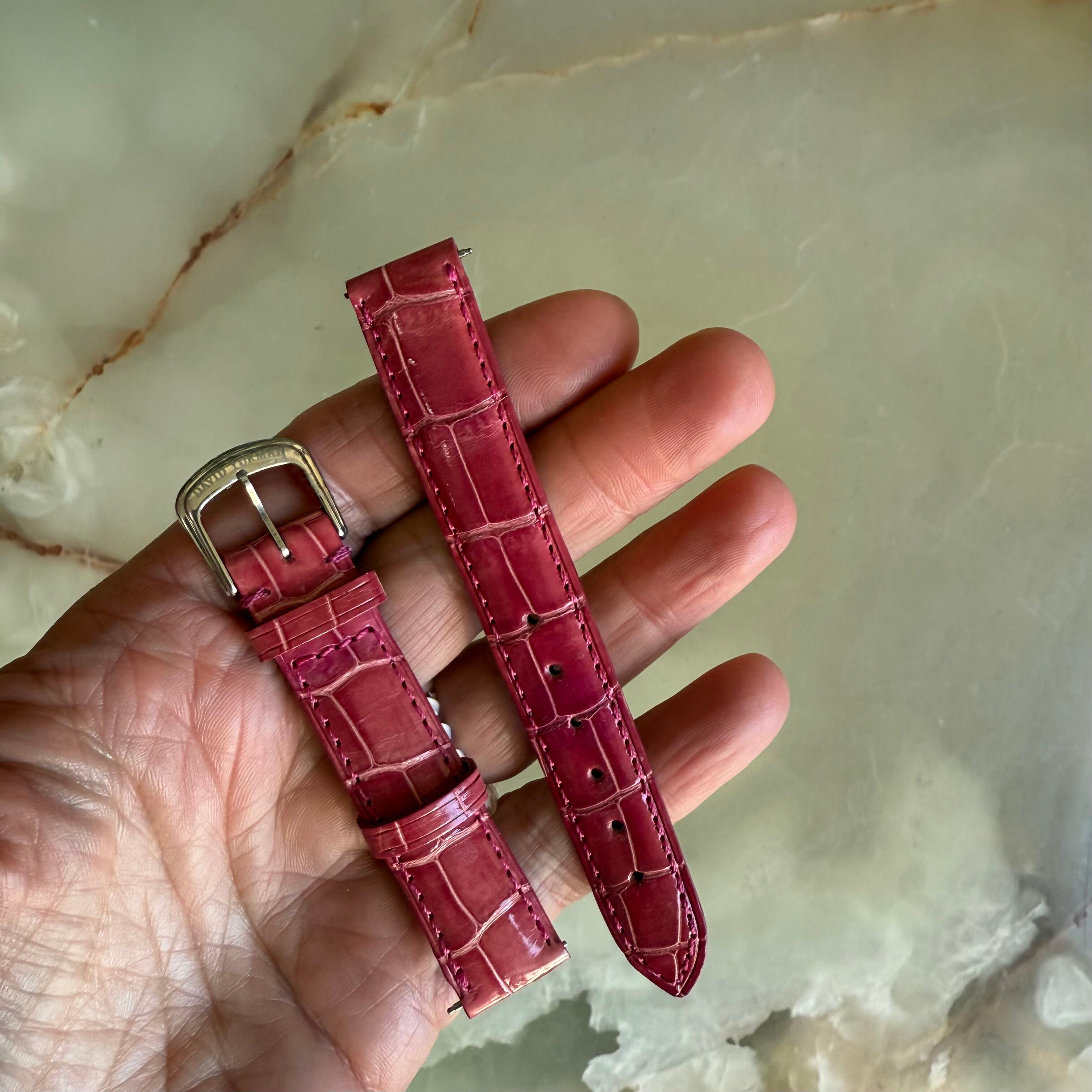 Authentic David Yurman Pink Alligator Watch Strap Band 15mm w Buckle