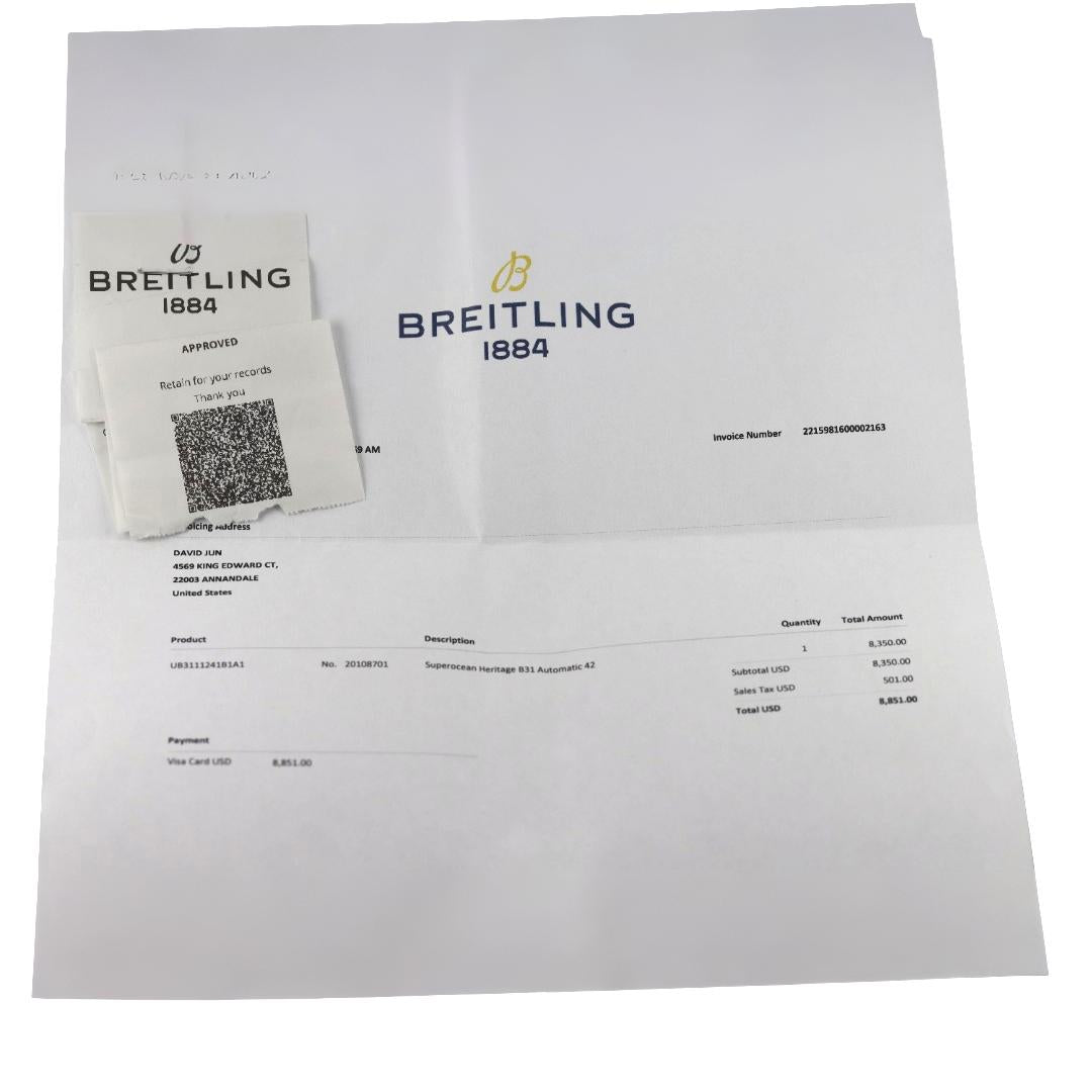 Breitling SuperOcean Heritage Blue Dial Black Bezel Steel Rose Gold Watch UB3111