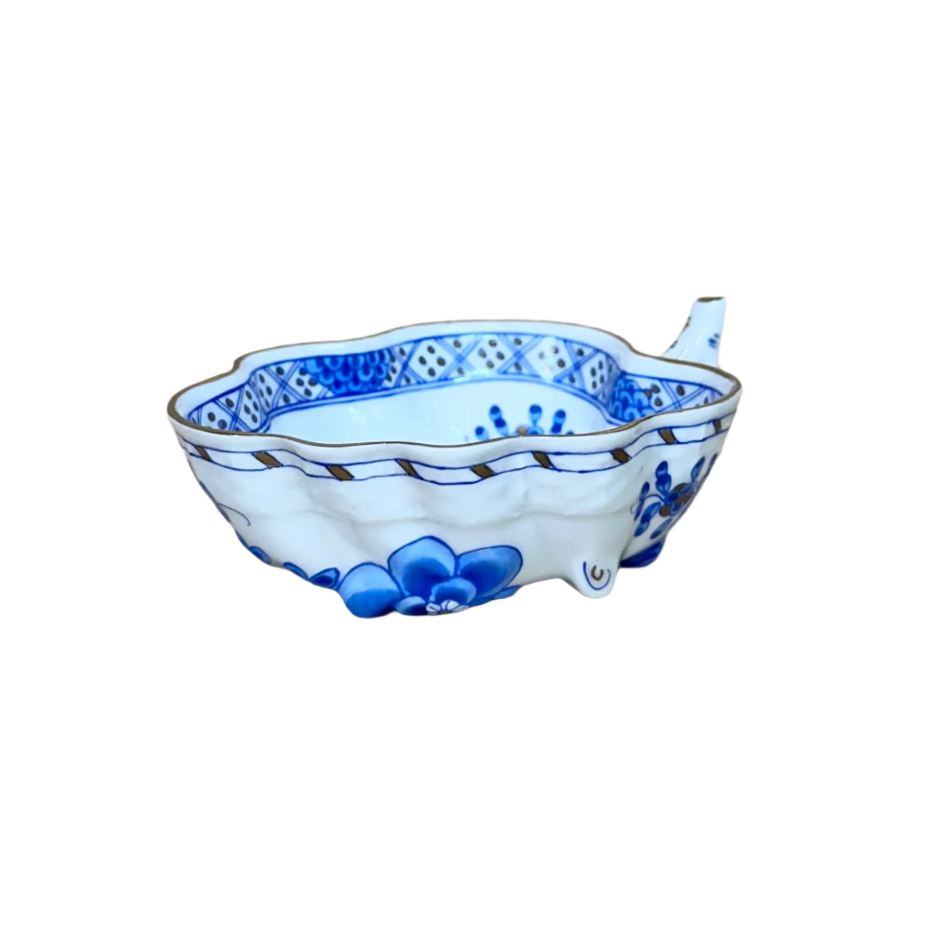 Herend Porcelain Blue Garden Small Leaf Motif Bowl 680/WB
