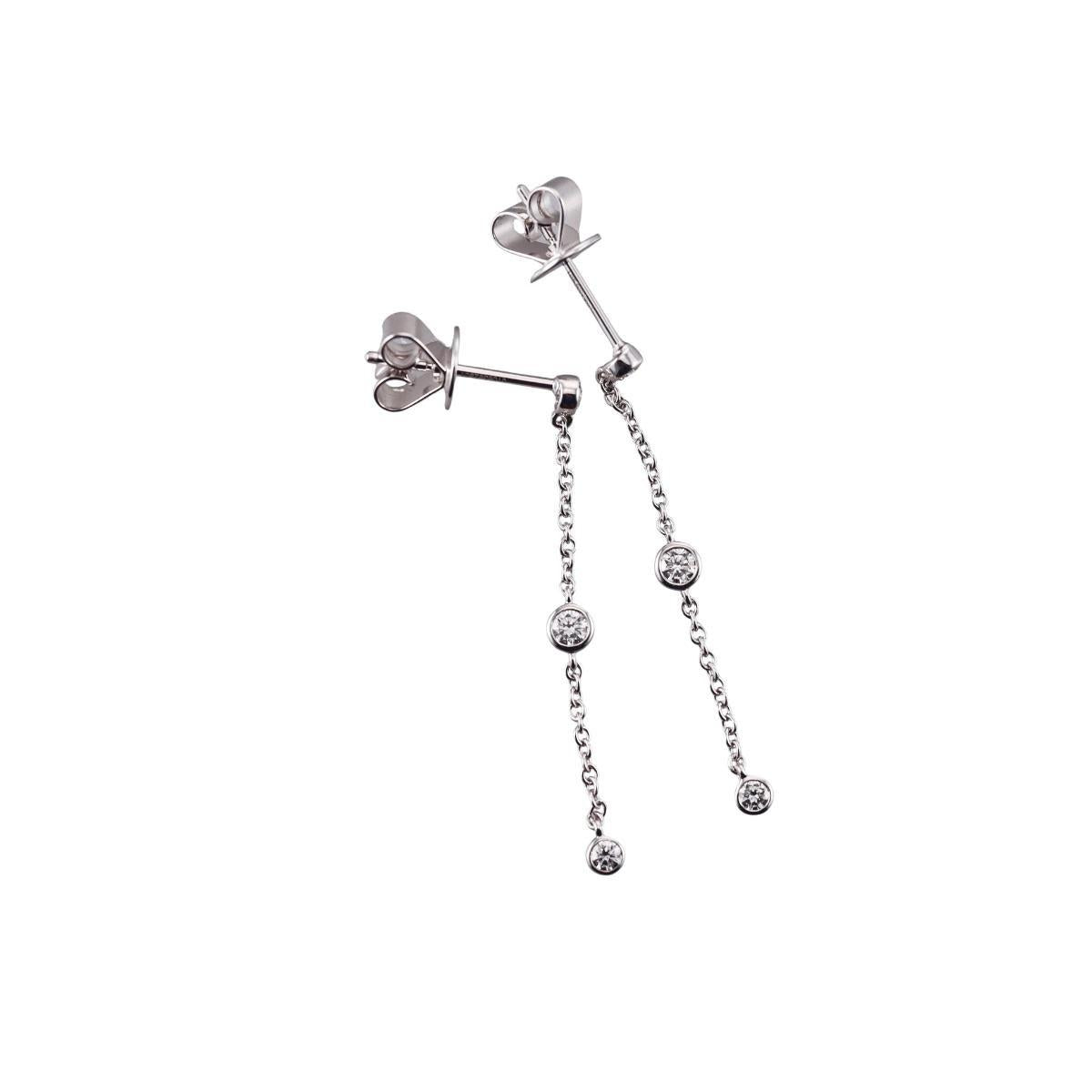 Memoire 18k White Gold Diamond Chain Drop Earrings