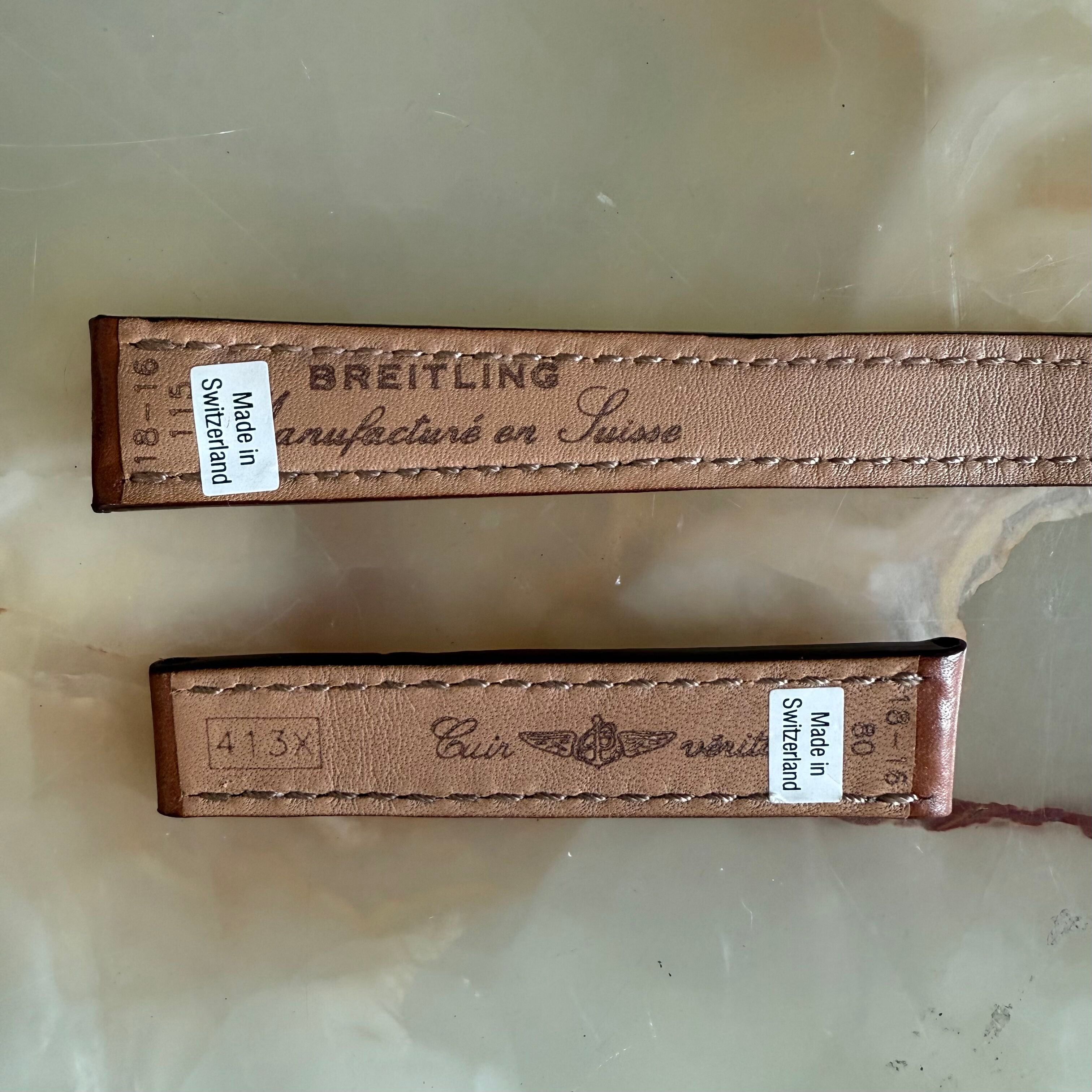 Authentic Breitling Brown Calfskin Watch Strap Band 413X 18mm