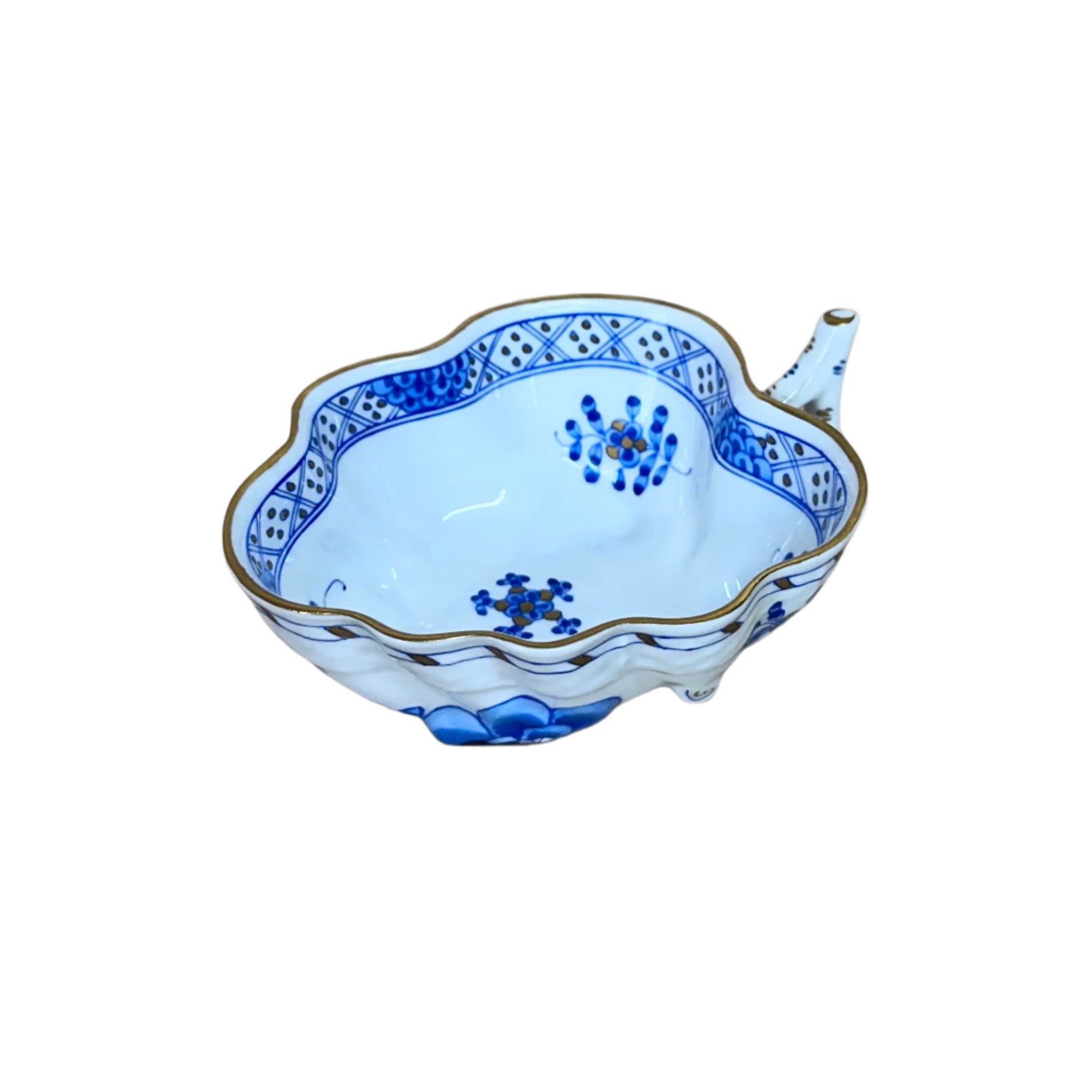 Herend Porcelain Blue Garden Small Leaf Motif Bowl 680/WB