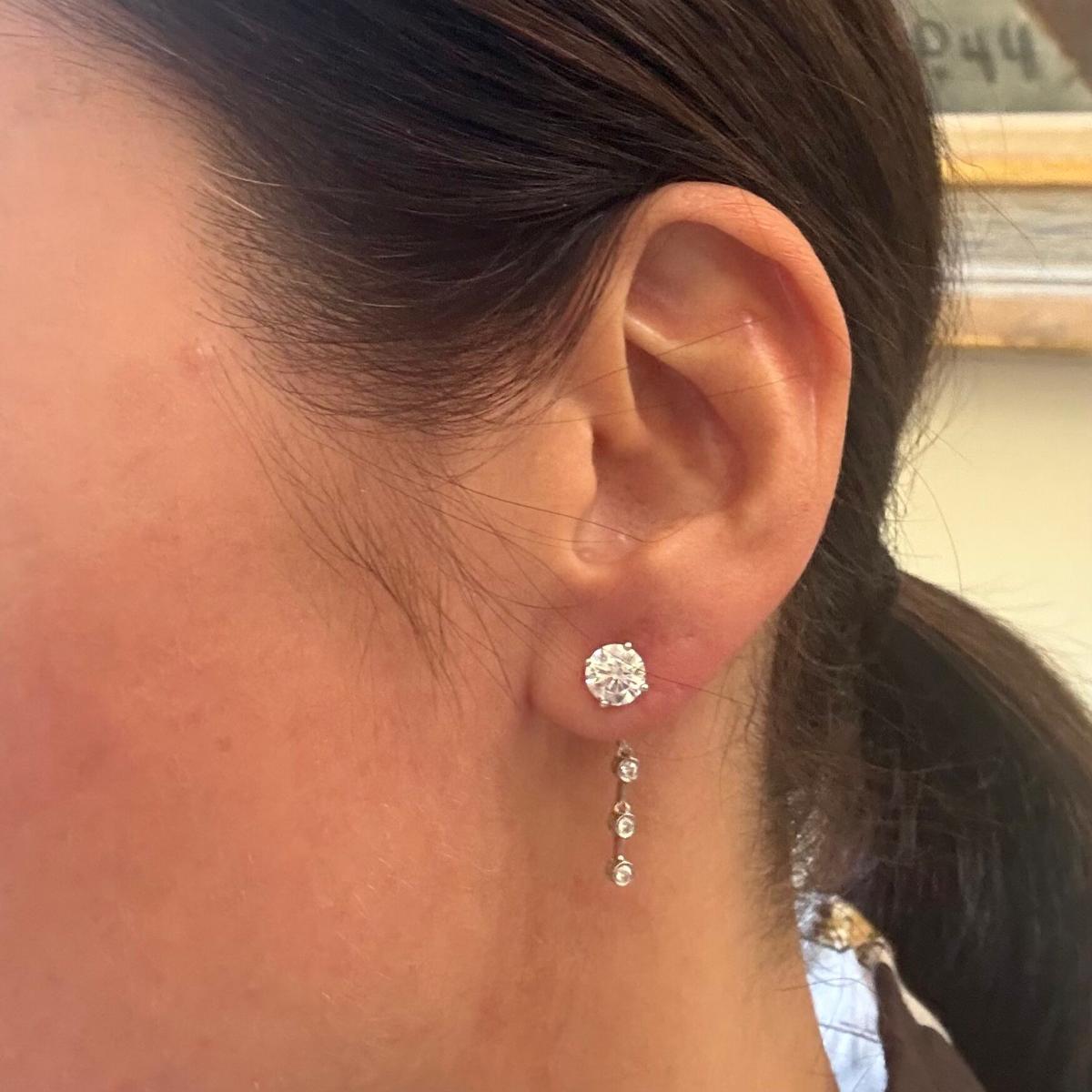 Solid 14k Gold Lab Grown 2.09ctw Diamond Drop Earrings