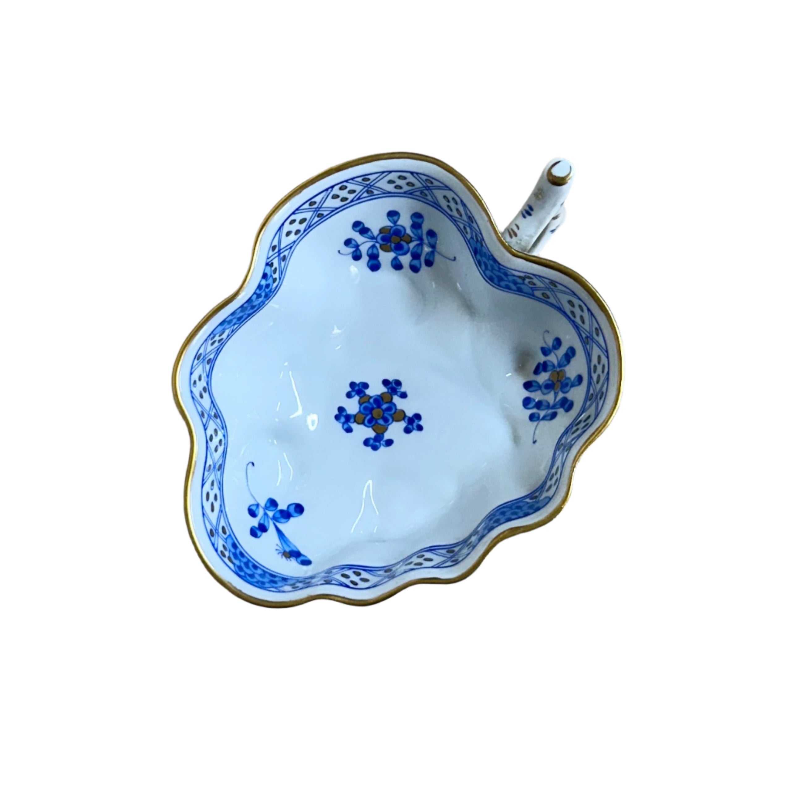Herend Porcelain Blue Garden Small Leaf Motif Bowl 680/WB