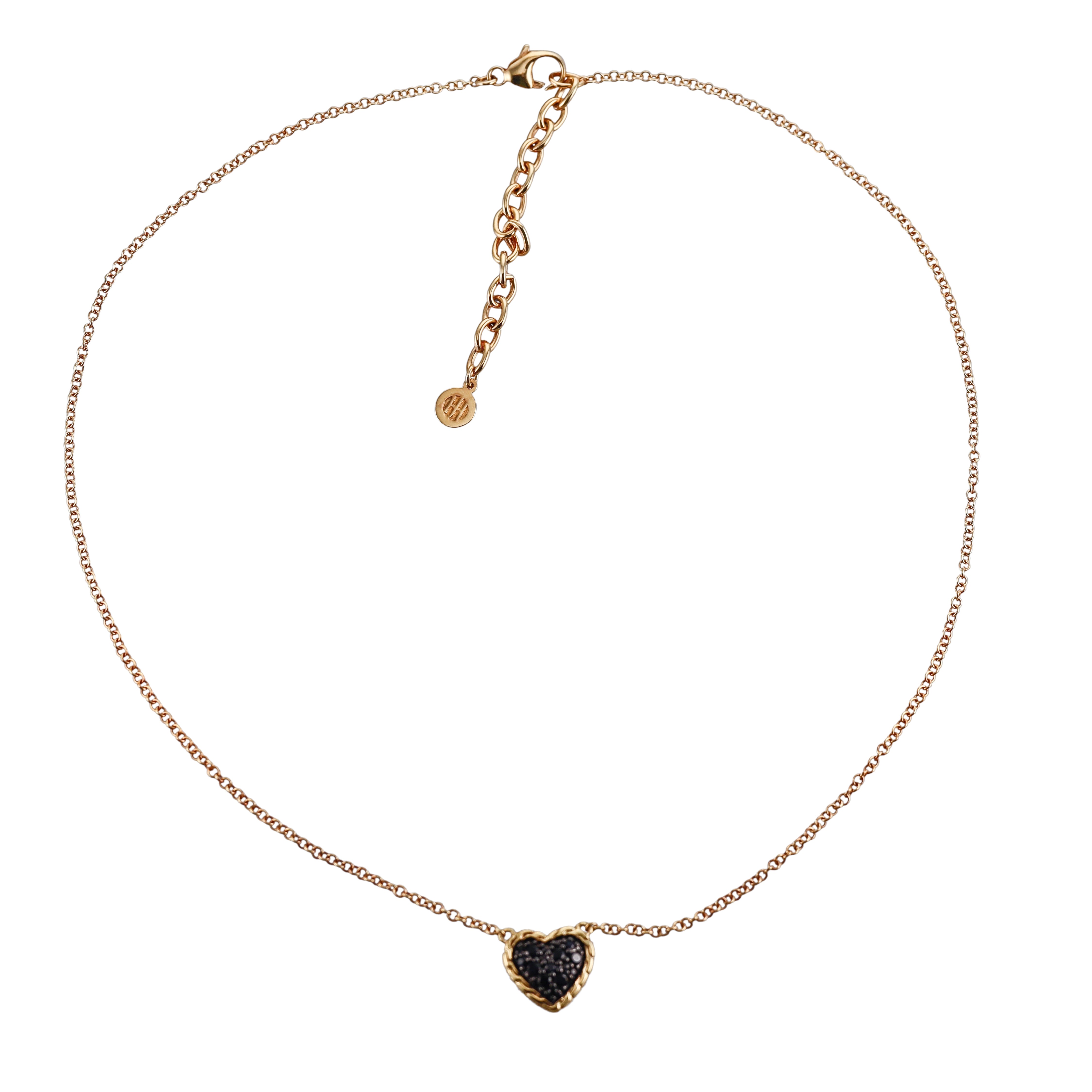 John Hardy 18k Yellow Gold Black Sapphire Heart Pendant Necklace