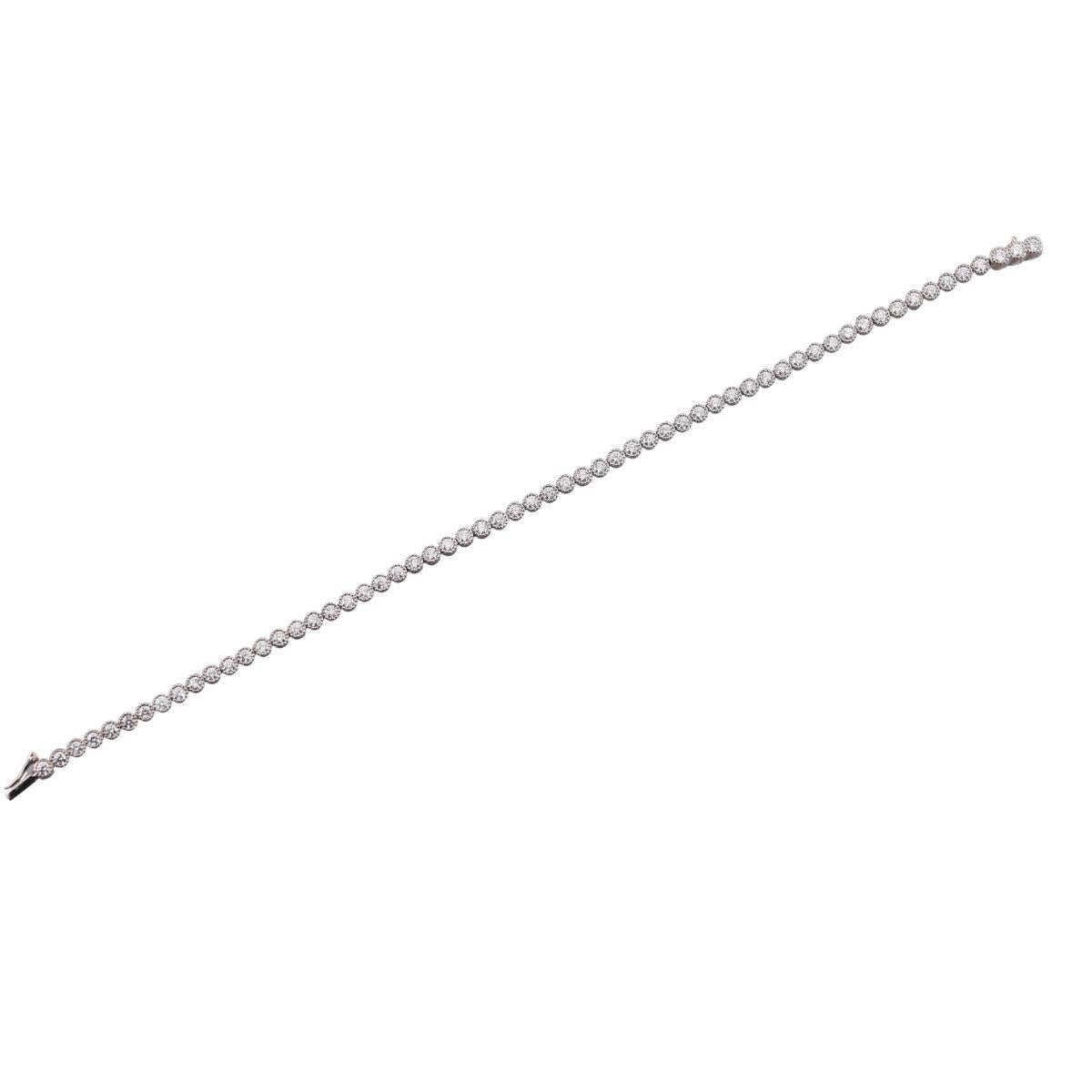 Memoire Milgrain Diamond 18k Gold Line Bracelet