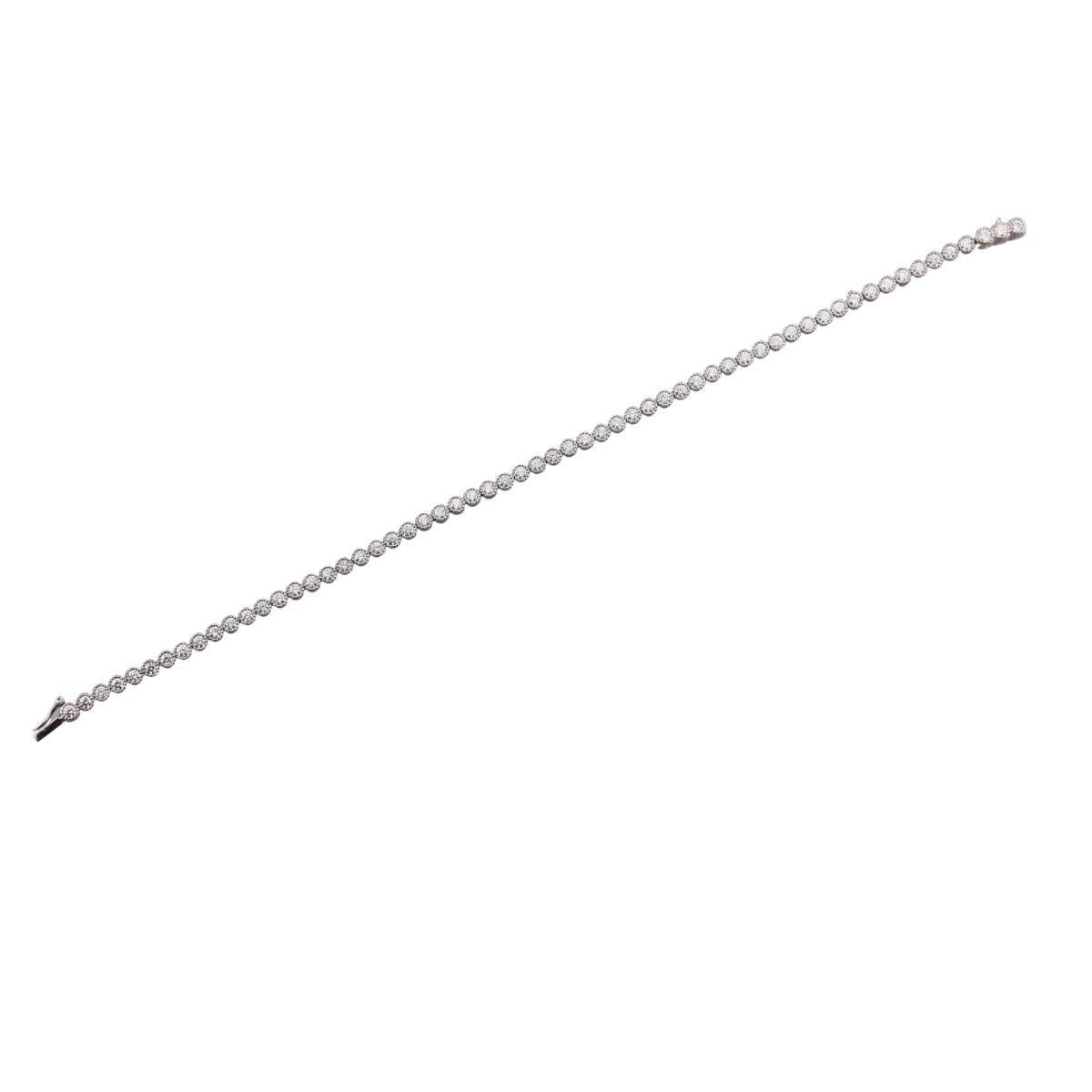 Memoire Milgrain Diamond 18k Gold Line Bracelet