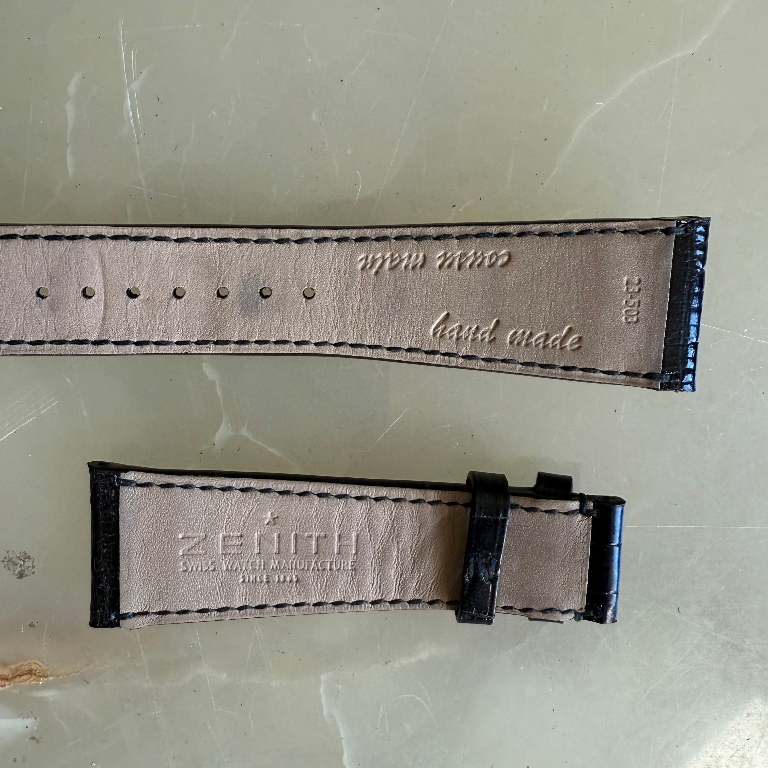 Authentic Zenith Black Alligator Watch Strap Band 23mm