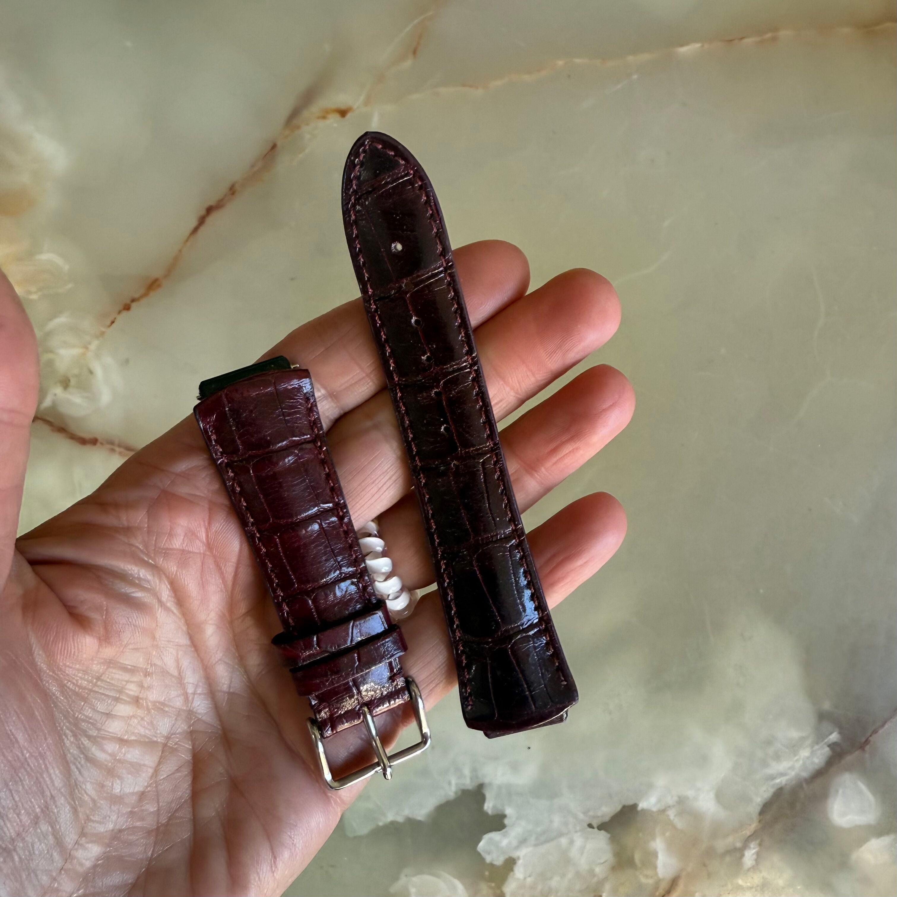 Authentic TechnoMarine Burgundy Alligator Watch Strap Band 17mm w Buckle