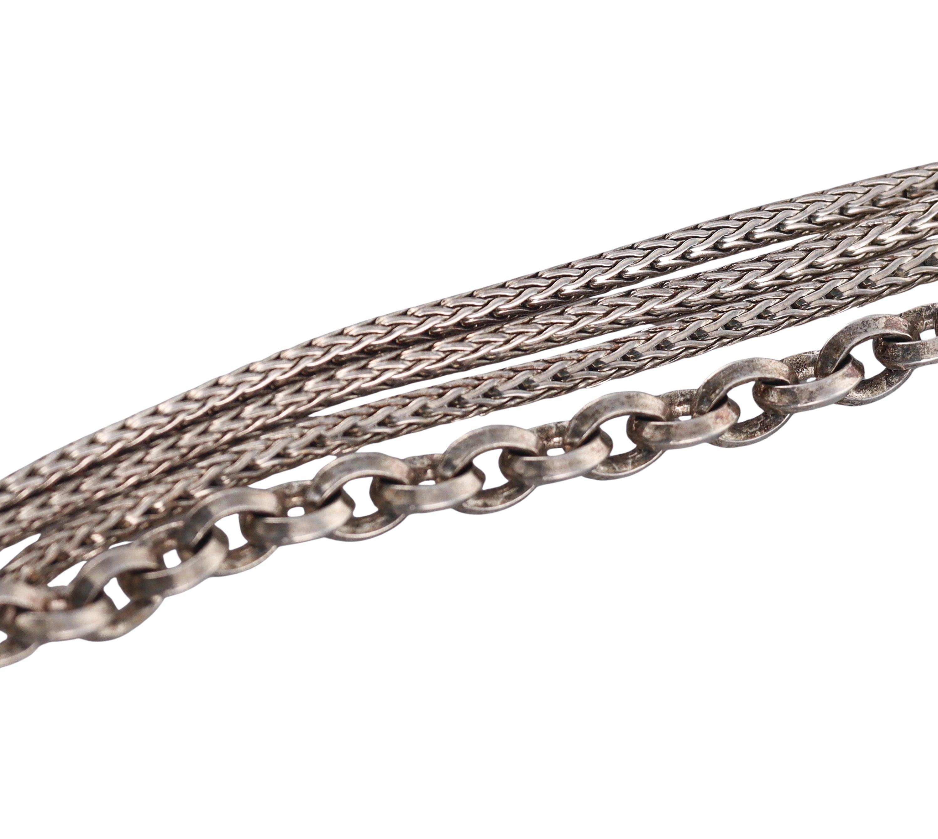 John Hardy Asli Collection Three Row Classic Chain Sterling Silver Necklace