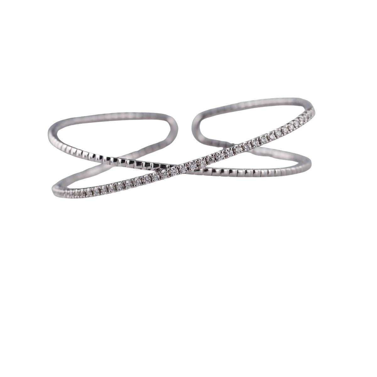 Memoire CrissCross Flex 18k Gold Diamond Cuff Bracelet
