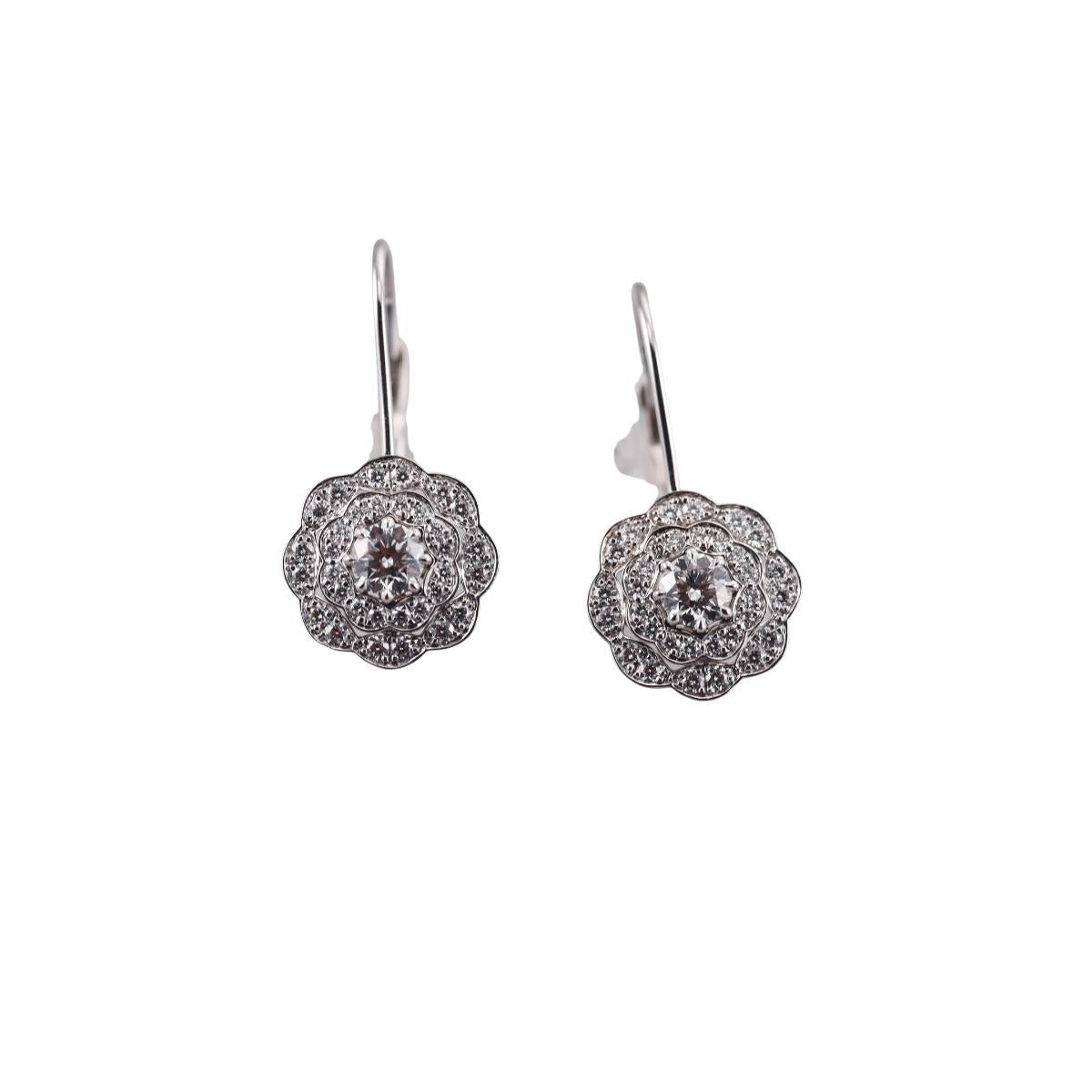 Hearts on Fire Lorelei Double Halo Diamond 18k Gold Earrings