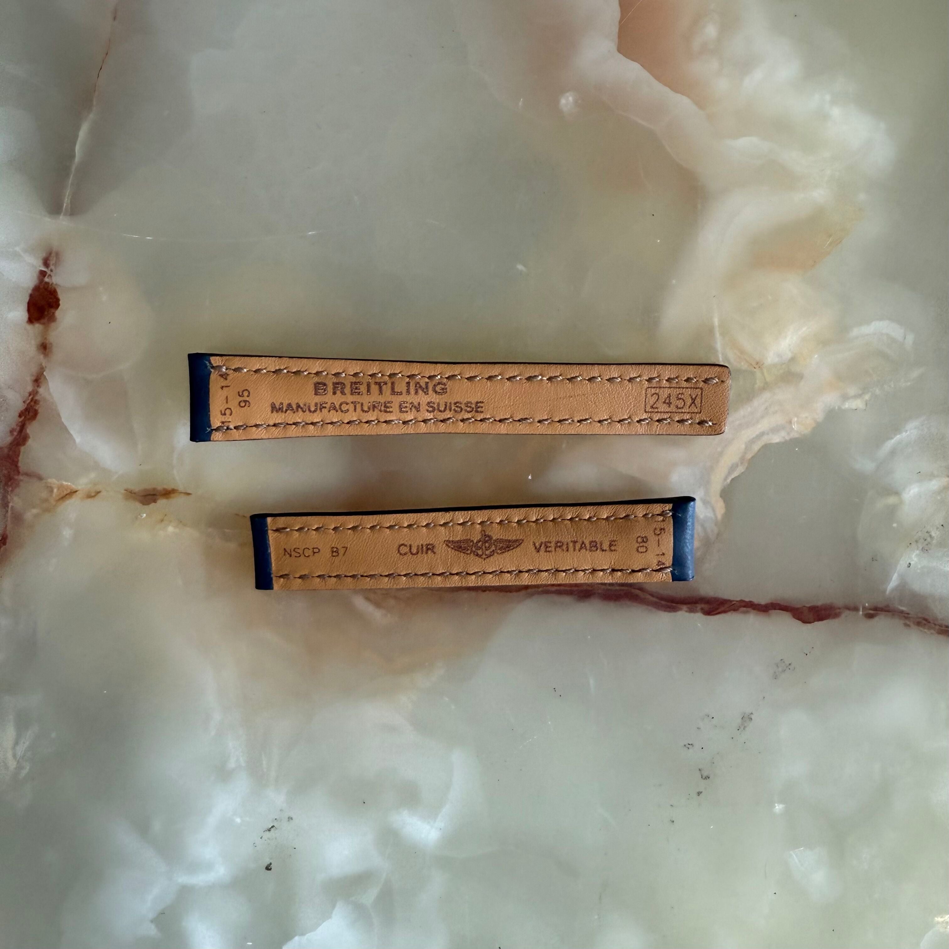 Authentic Breitling Blue Calfskin Watch Strap Band  245X 15mm