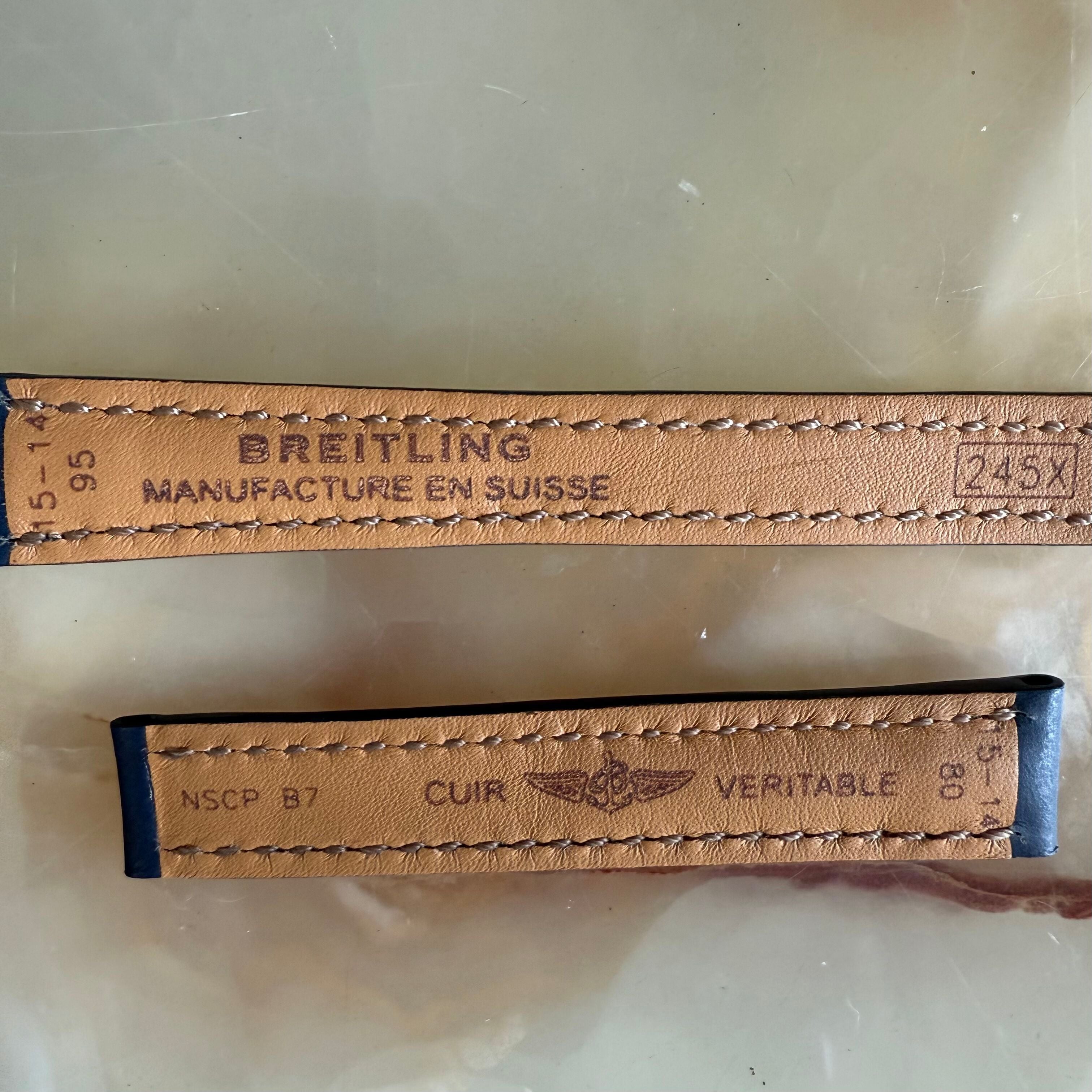 Authentic Breitling Blue Calfskin Watch Strap Band  245X 15mm