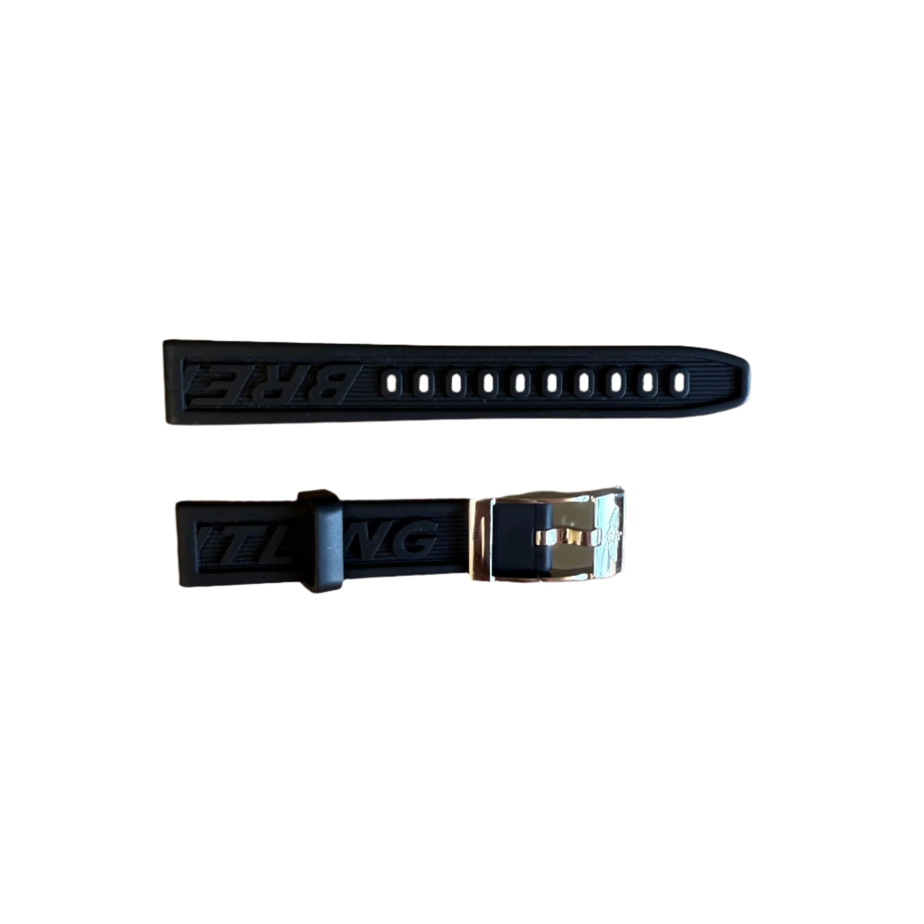 Authentic Breitling Black Rubber Watch Strap Band 16mm with Buckle