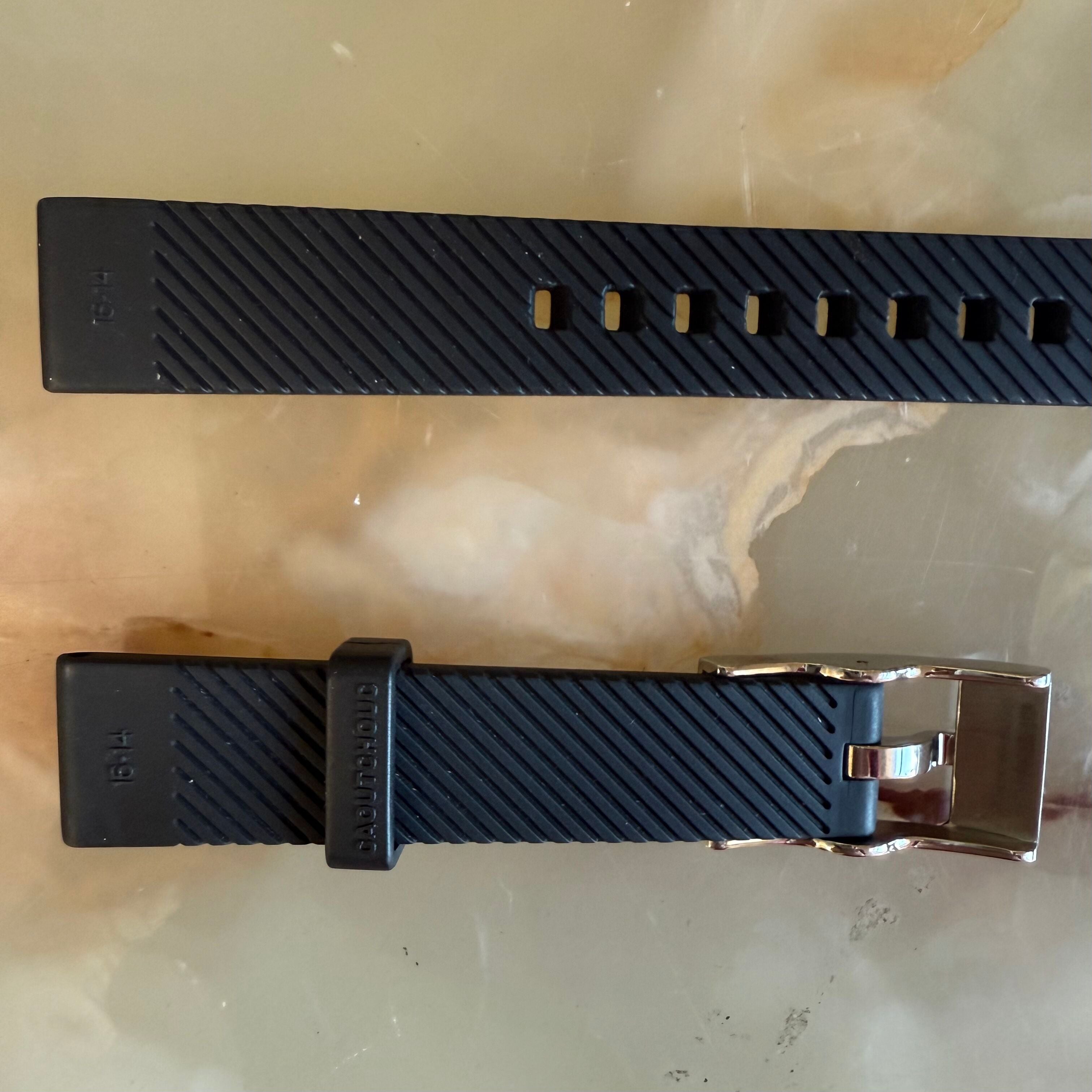 Authentic Breitling Black Rubber Watch Strap Band 16mm with Buckle
