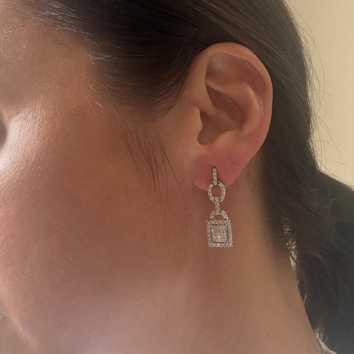 14k White Gold 2.21ctw Diamond Drop Earrings