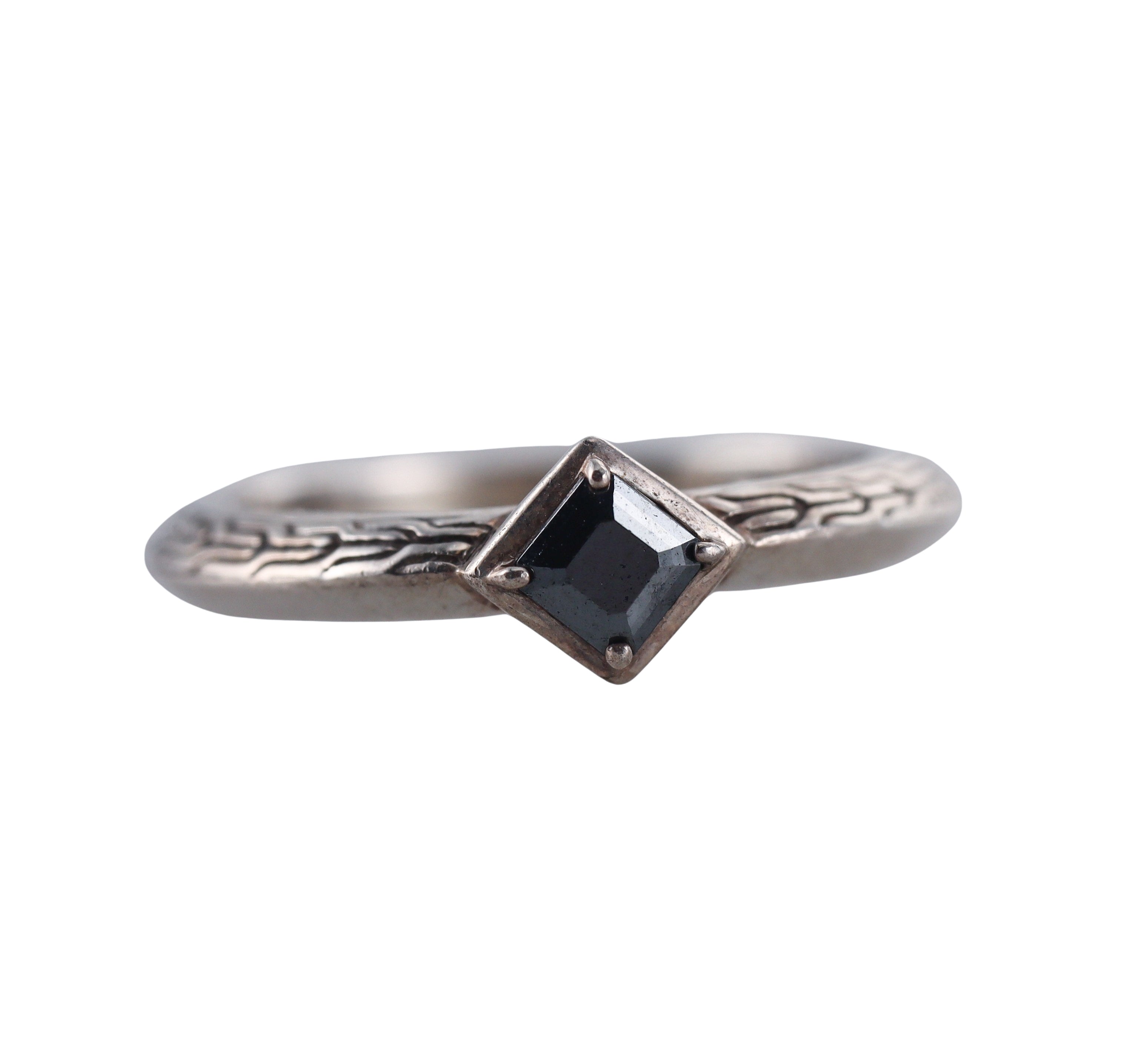 John Hardy Black Sapphire Hematite Sterling Silver Ring Set of 2 Retail $595