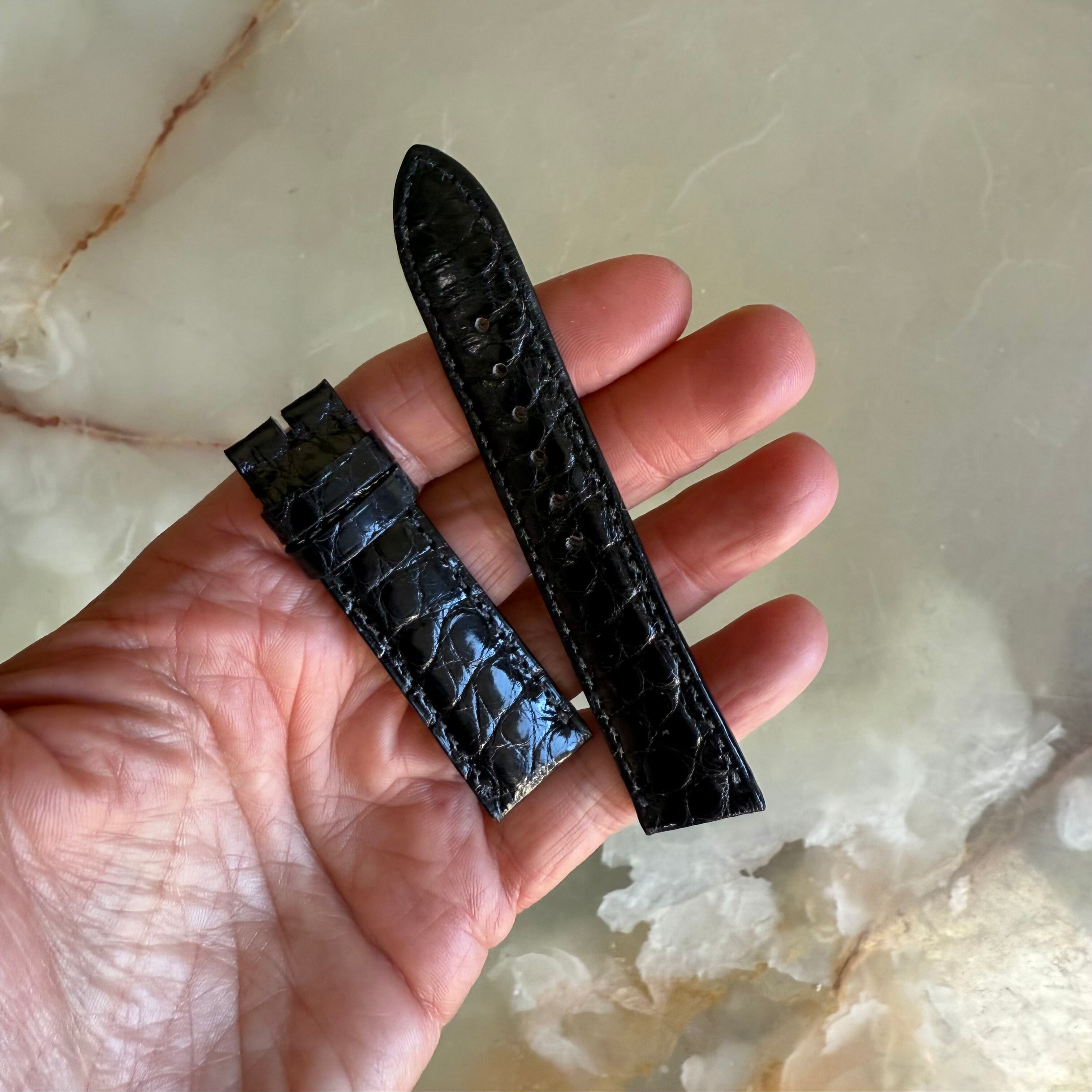 Authentic Baume & Mercier Black Crocodile Watch Strap Band 17mm