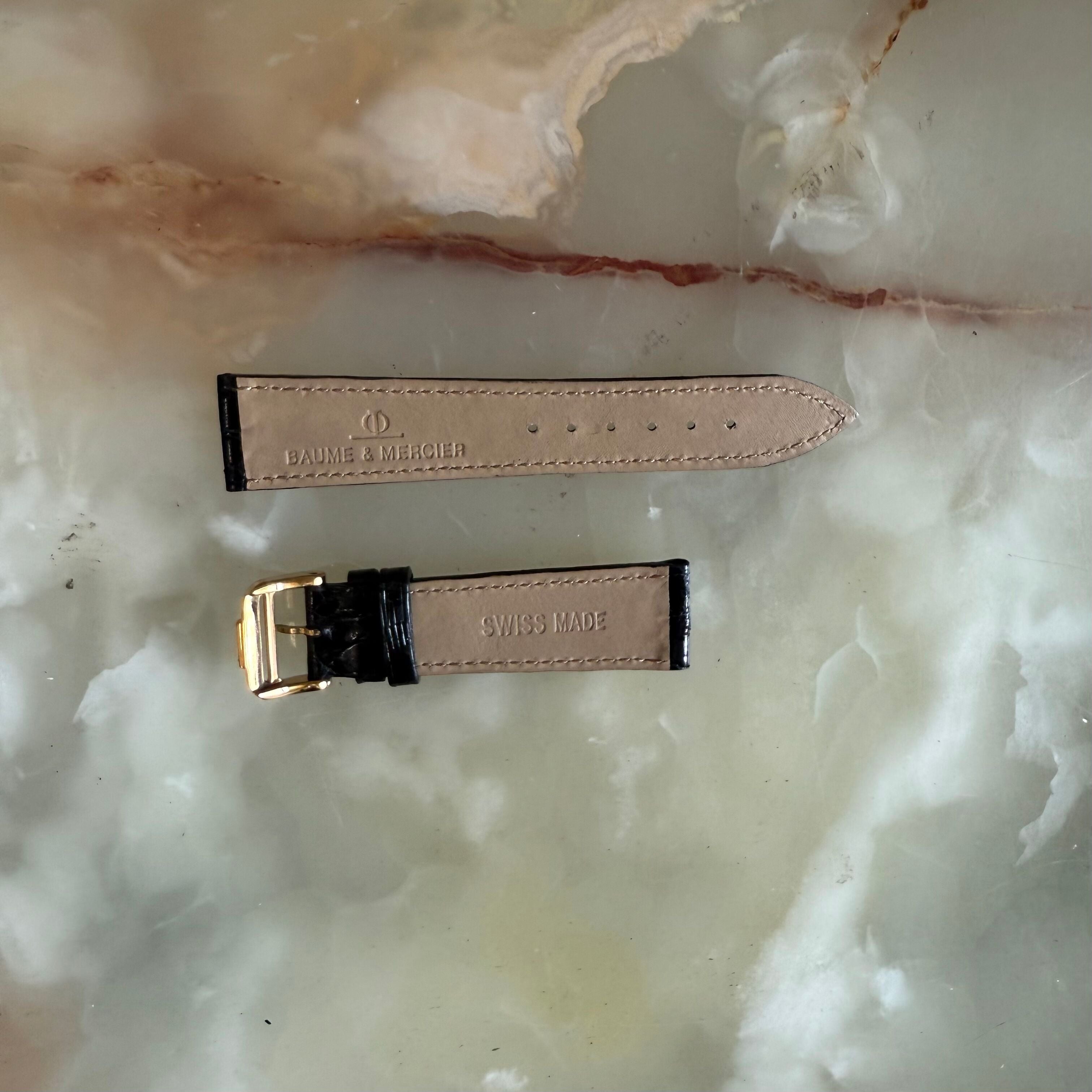Authentic Baume & Mercier Black Crocodile Watch Strap Band 19mm with Buckle